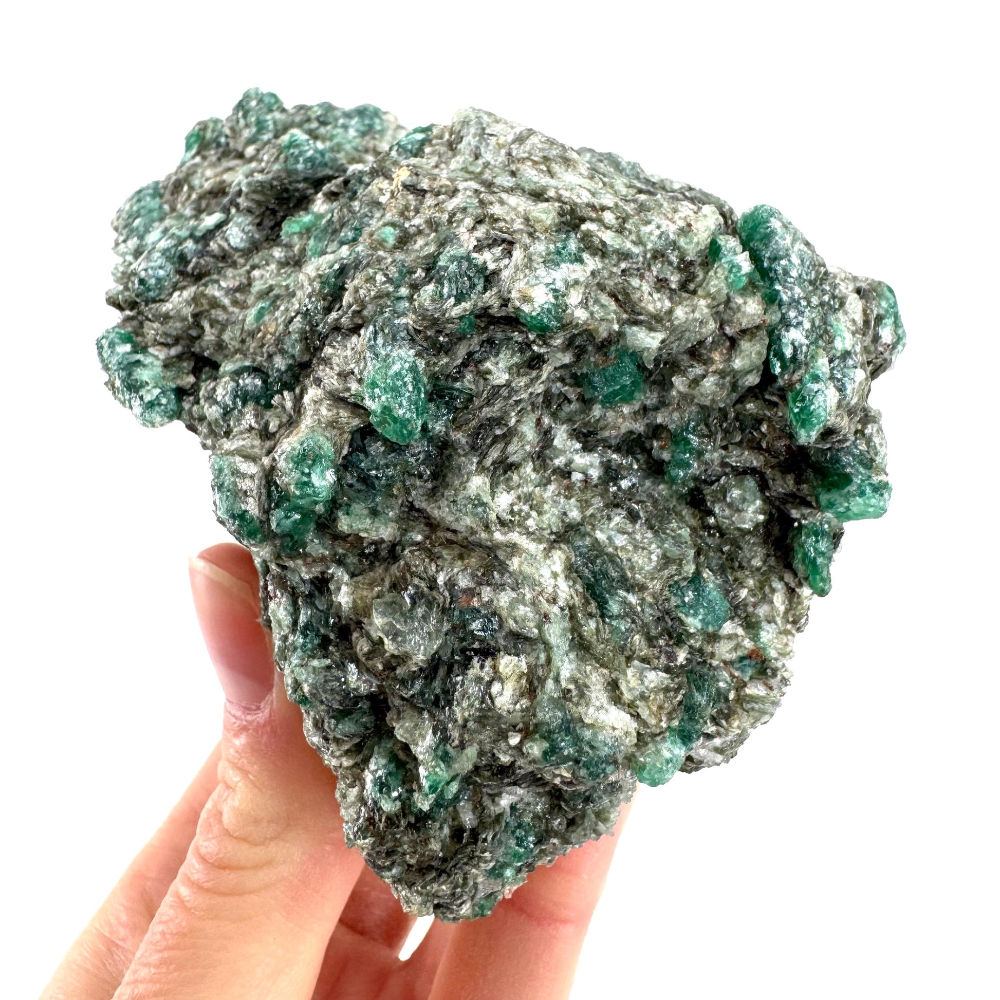 Emerald Mica in Matrix | natural green crystal, mineral specimen from Zimbabwe