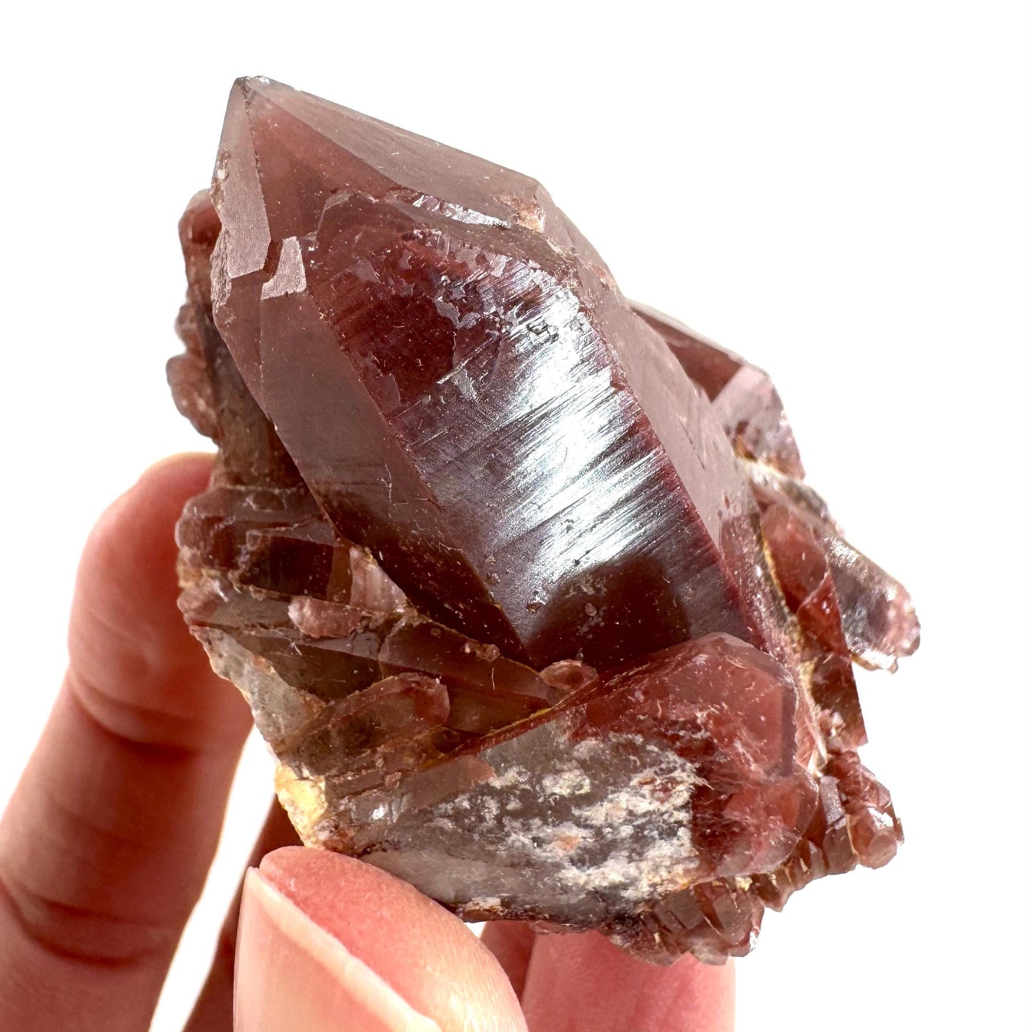 Red Hematite Quartz Crystal | Phantom Fire Quartz, mineral specimen from Zimbabwe