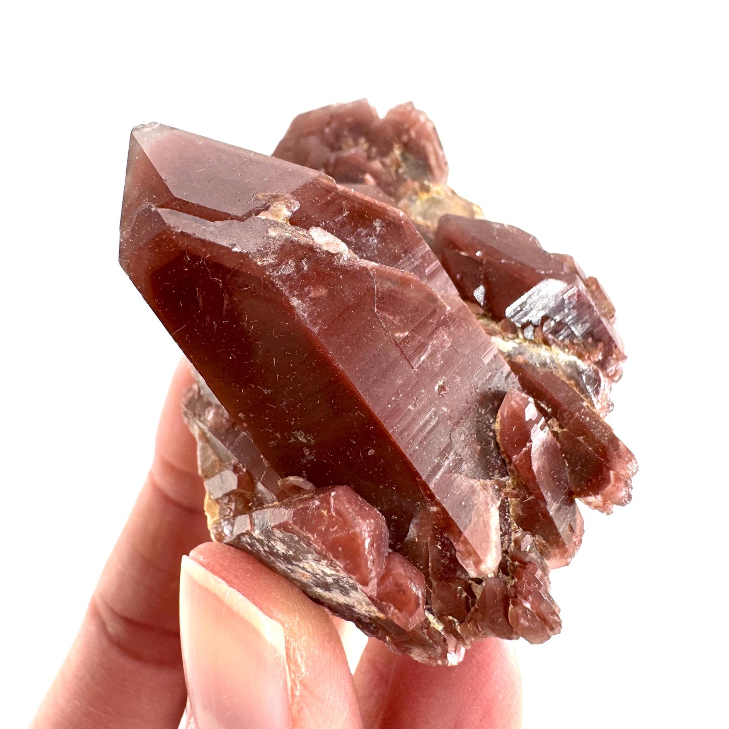 Red Hematite Quartz Crystal | Phantom Fire Quartz, mineral specimen from Zimbabwe