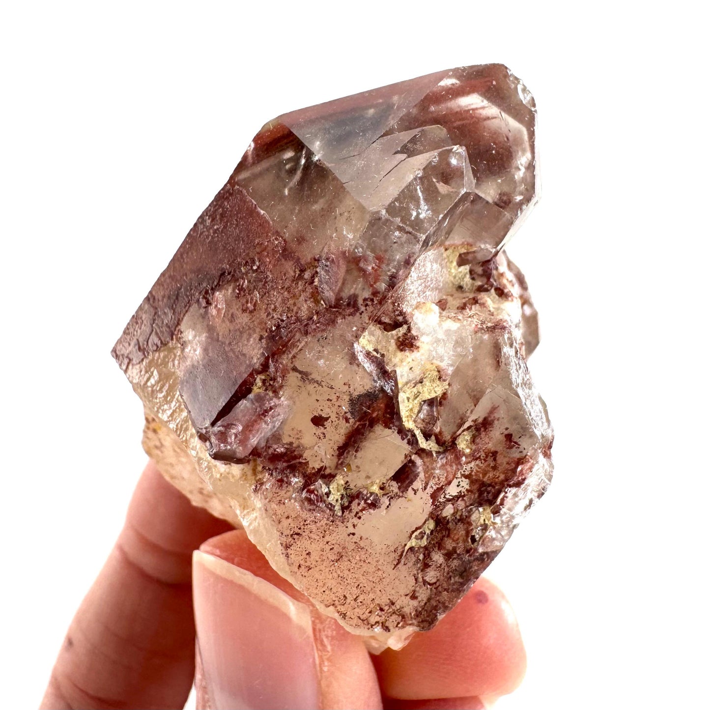Red Hematite Quartz Crystal | Phantom Fire Quartz, mineral specimen from Zimbabwe