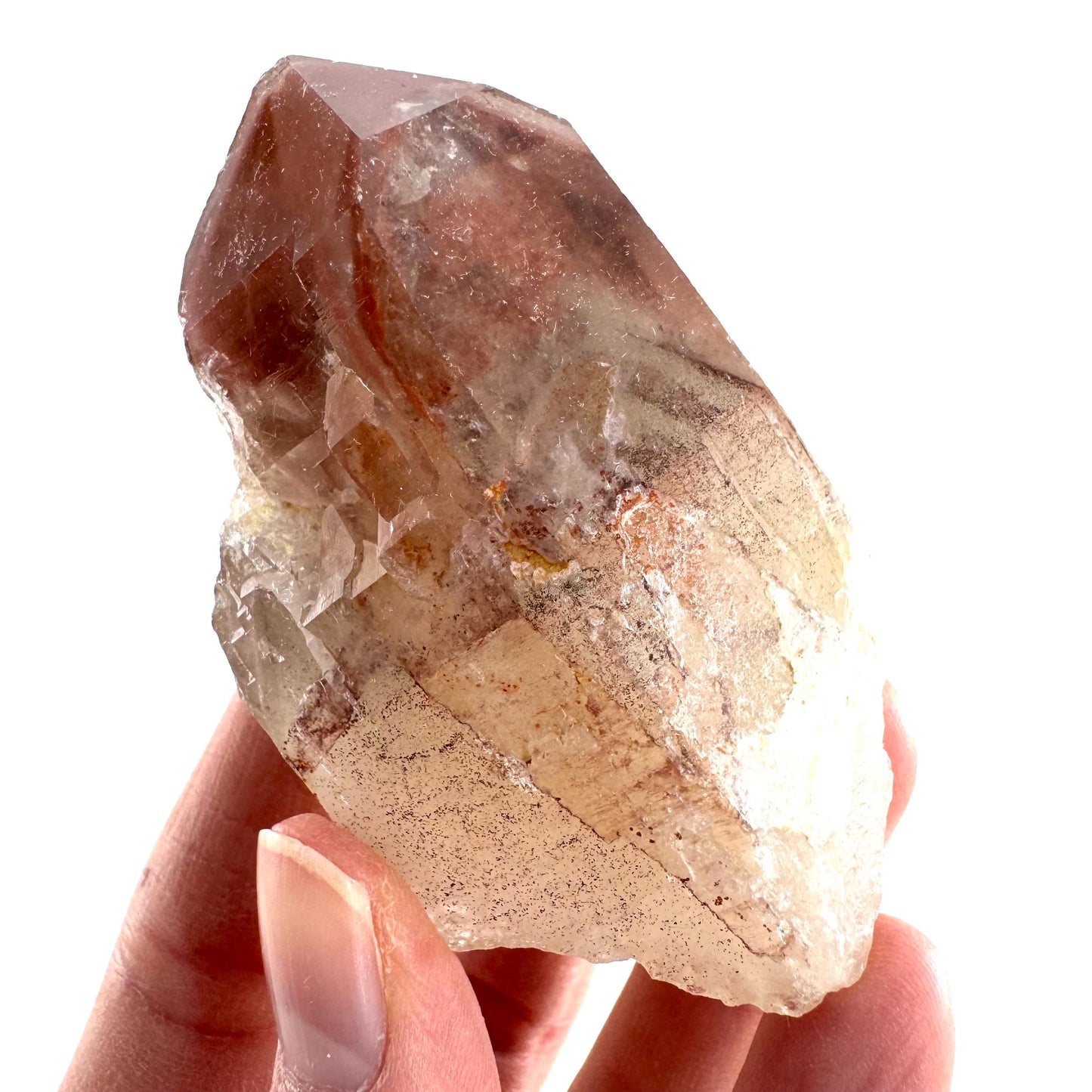 Red Hematite Quartz Crystal | Phantom Fire Quartz, mineral specimen from Zimbabwe