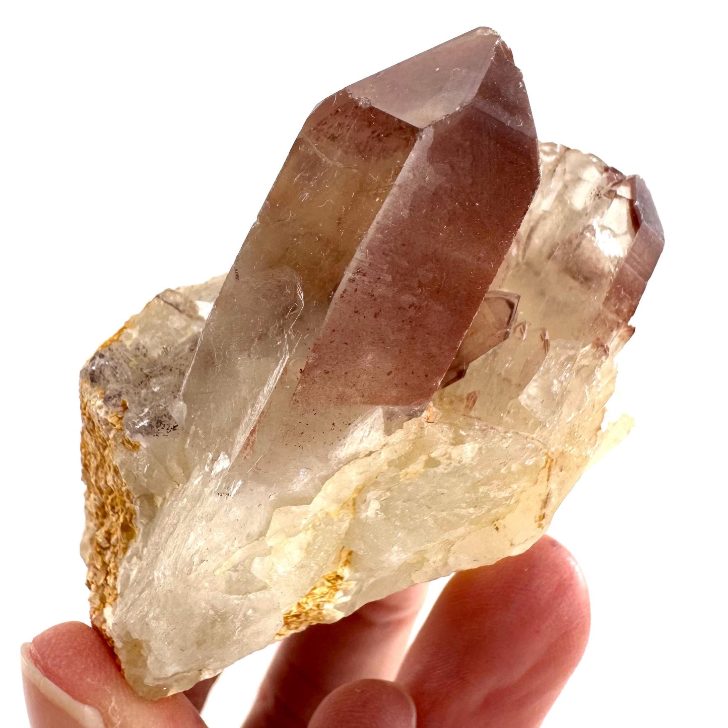 Red Hematite Quartz Crystal | Phantom Fire Quartz, mineral specimen from Zimbabwe