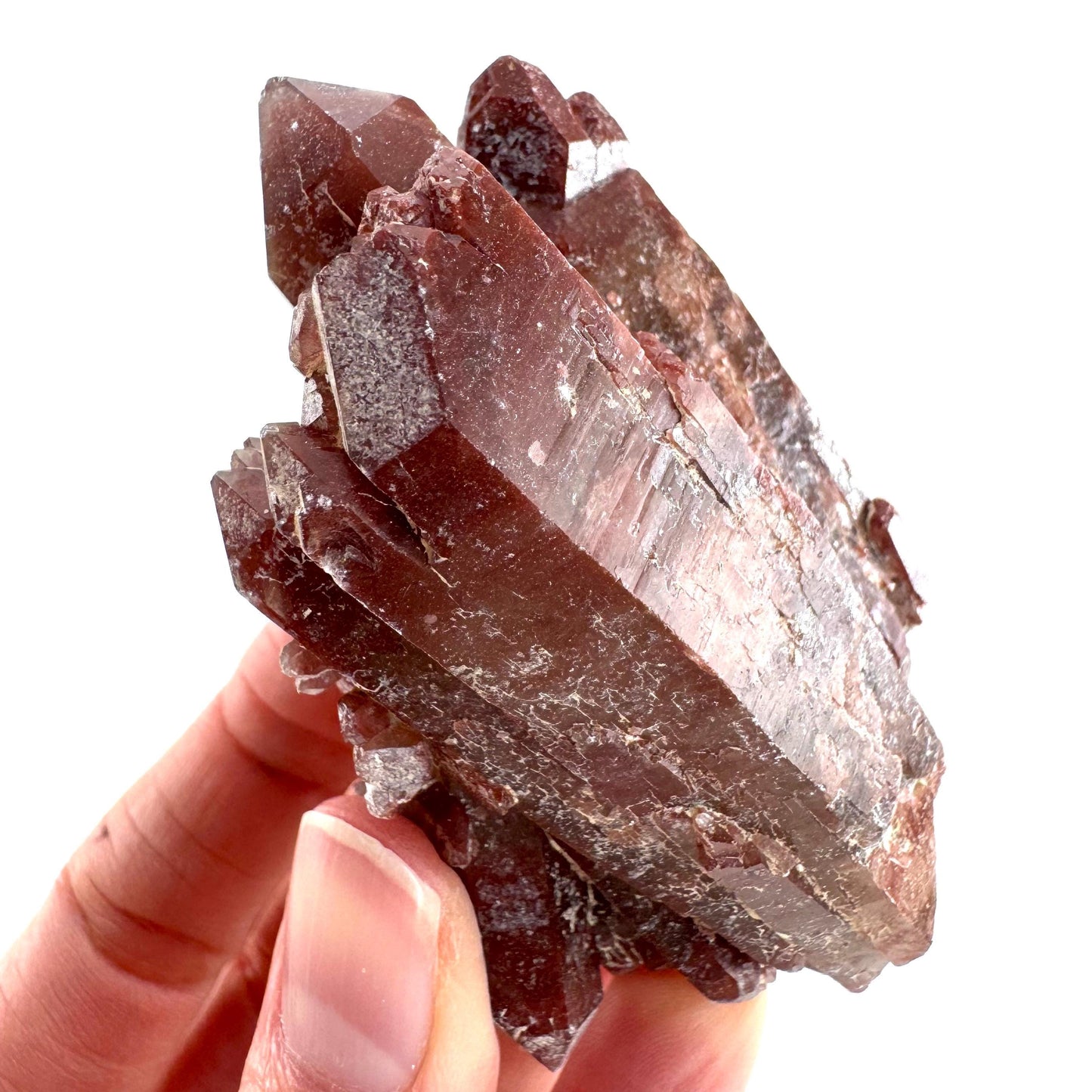 Red Hematite Quartz Crystal | Phantom Fire Quartz, mineral specimen from Zimbabwe
