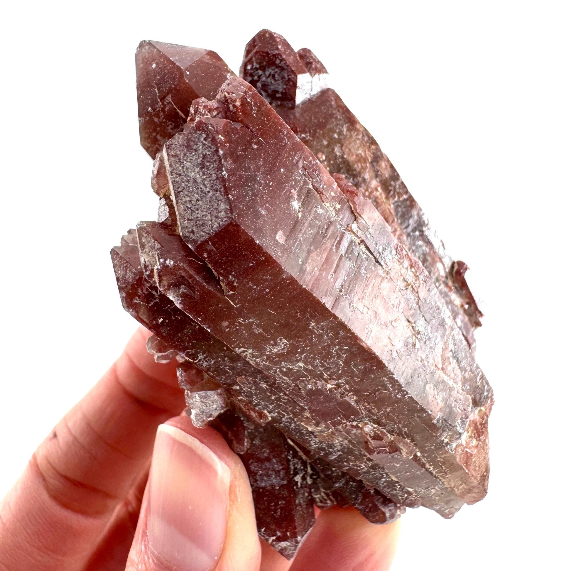 Red Hematite Quartz Crystal | Phantom Fire Quartz, mineral specimen from Zimbabwe