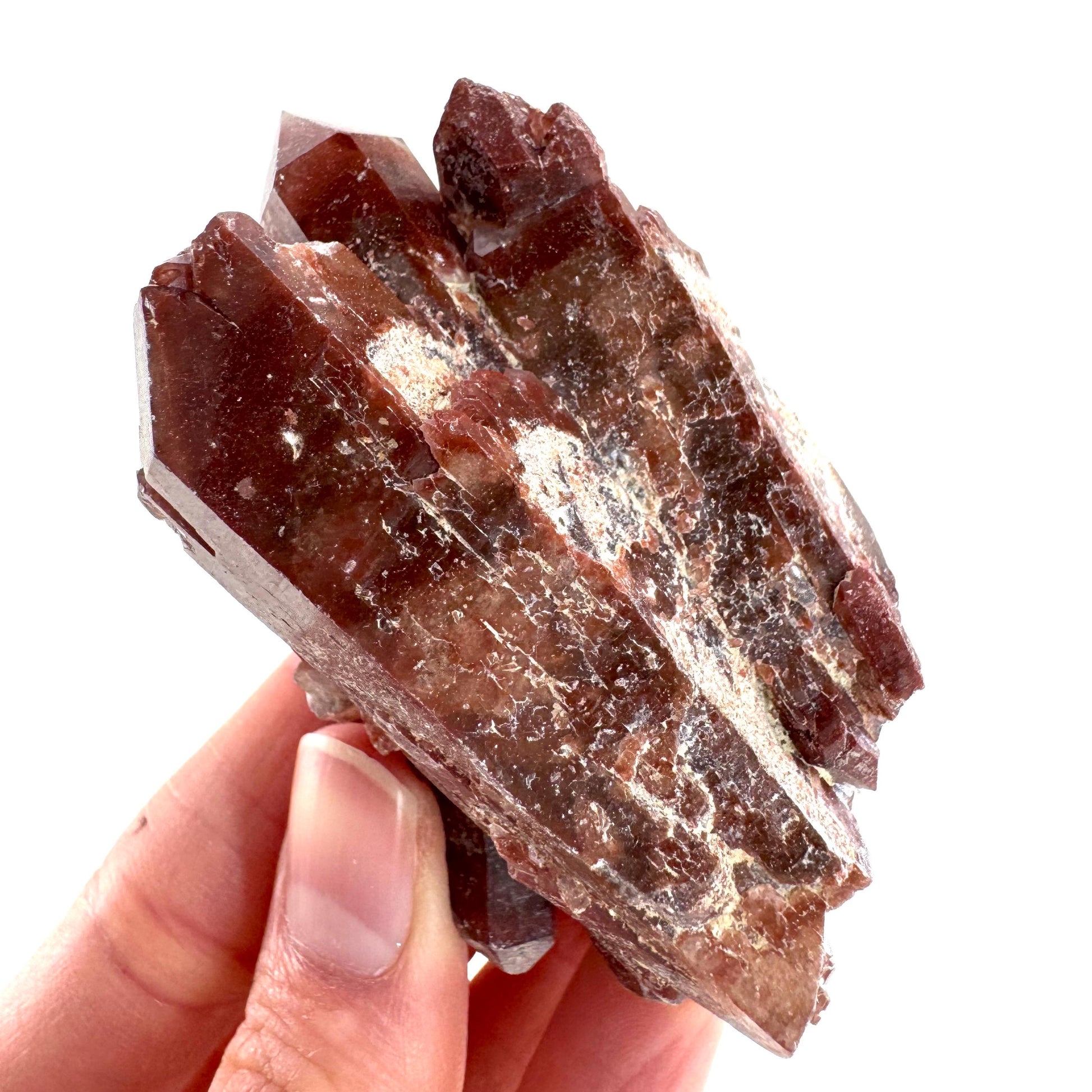 Red Hematite Quartz Crystal | Phantom Fire Quartz, mineral specimen from Zimbabwe