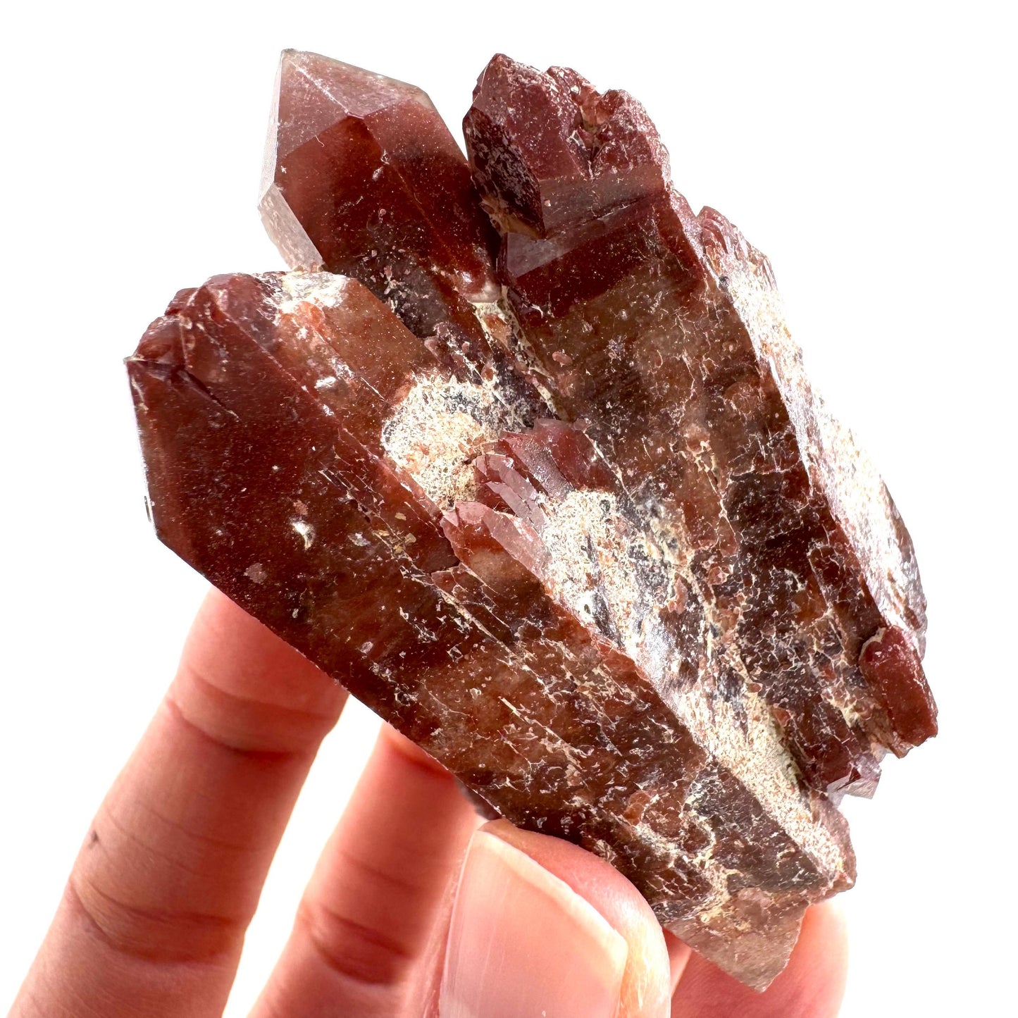 Red Hematite Quartz Crystal | Phantom Fire Quartz, mineral specimen from Zimbabwe