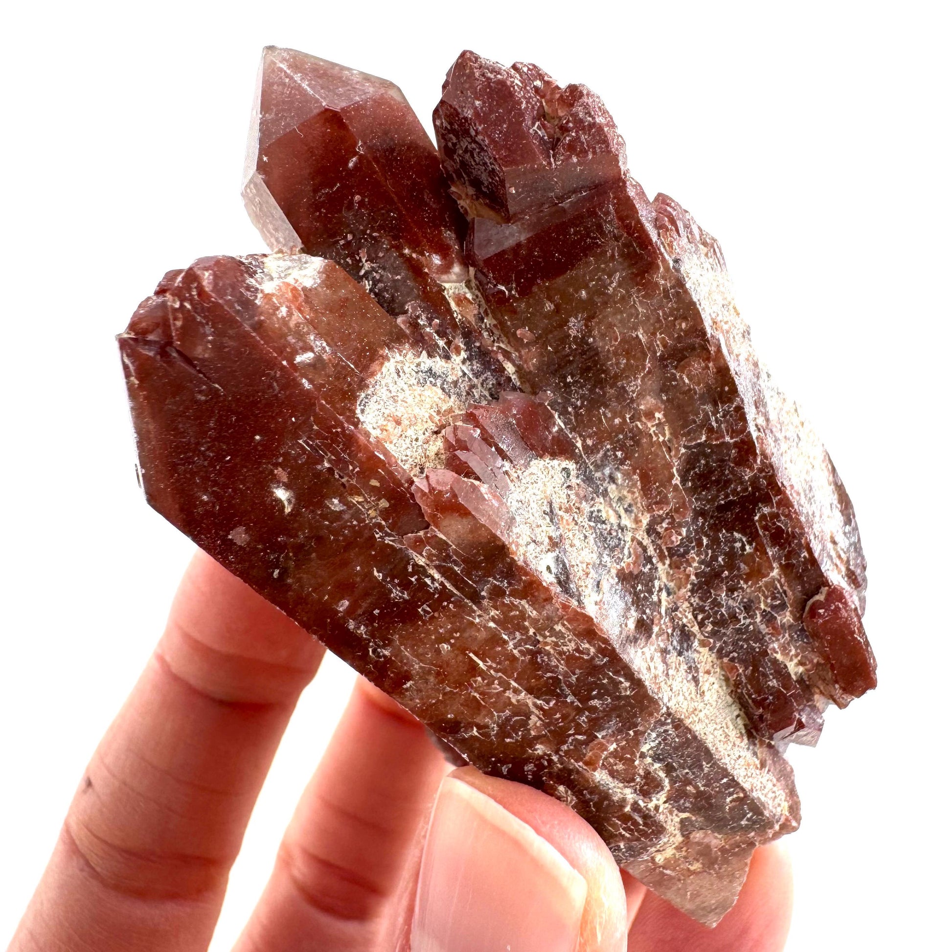 Red Hematite Quartz Crystal | Phantom Fire Quartz, mineral specimen from Zimbabwe