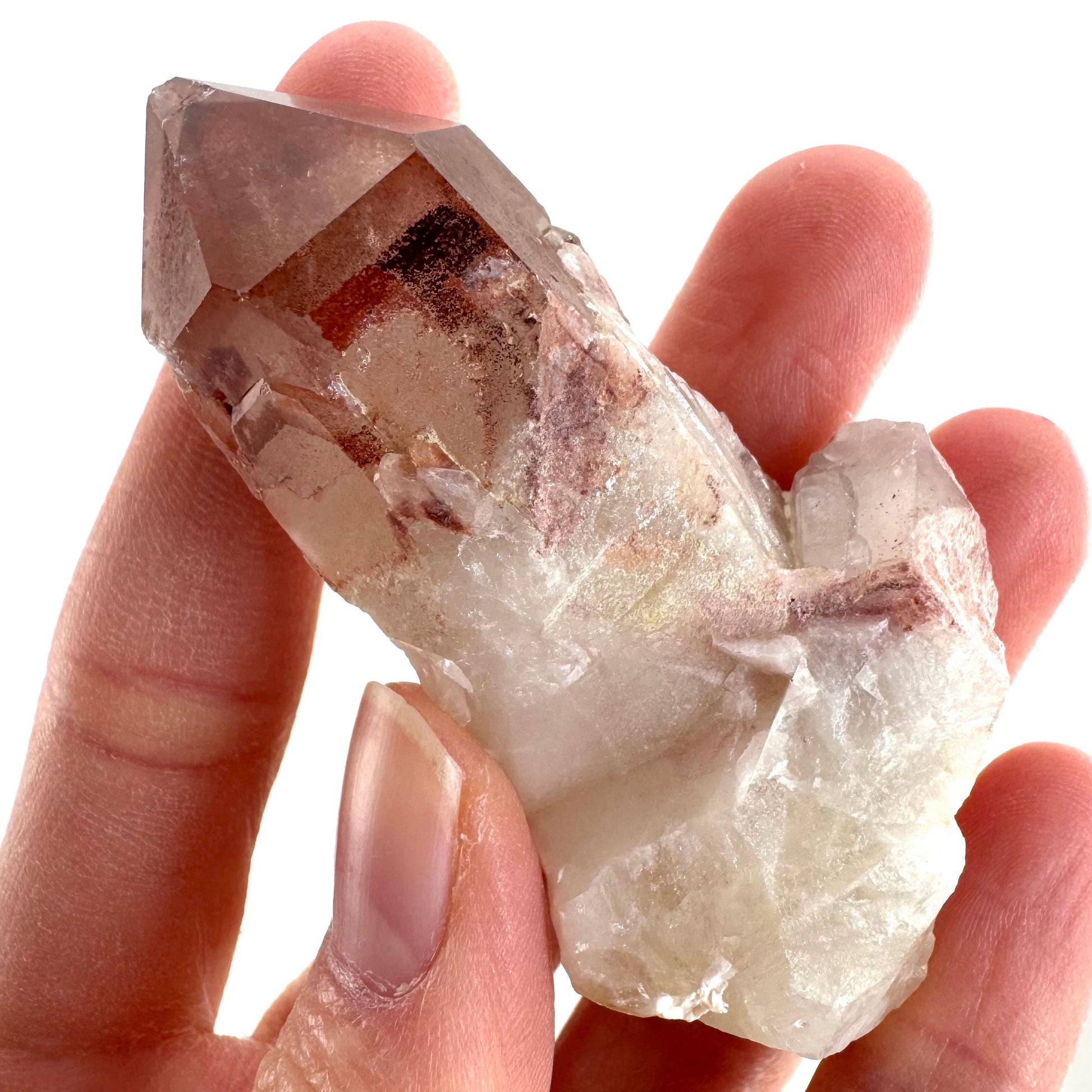 Red Hematite Quartz Crystal | Phantom Fire Quartz, mineral specimen from Zimbabwe