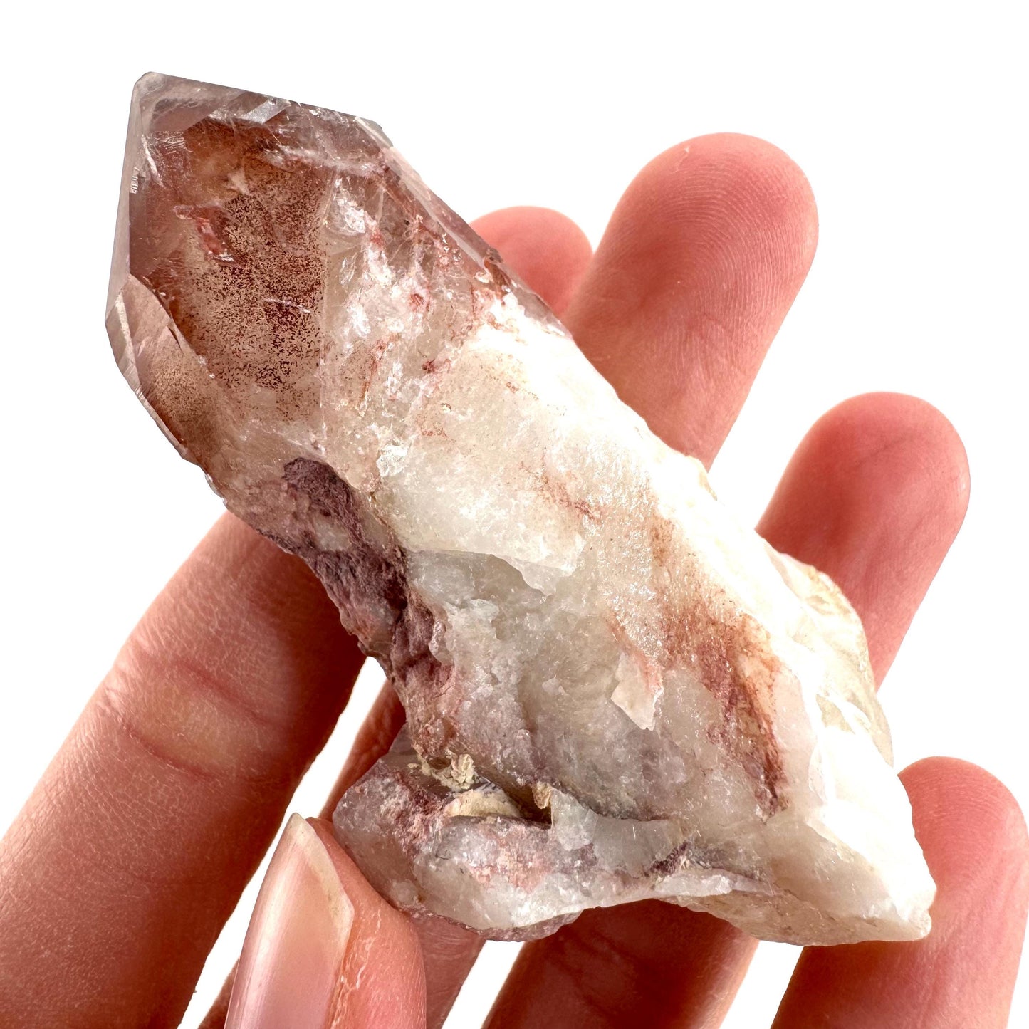 Red Hematite Quartz Crystal | Phantom Fire Quartz, mineral specimen from Zimbabwe