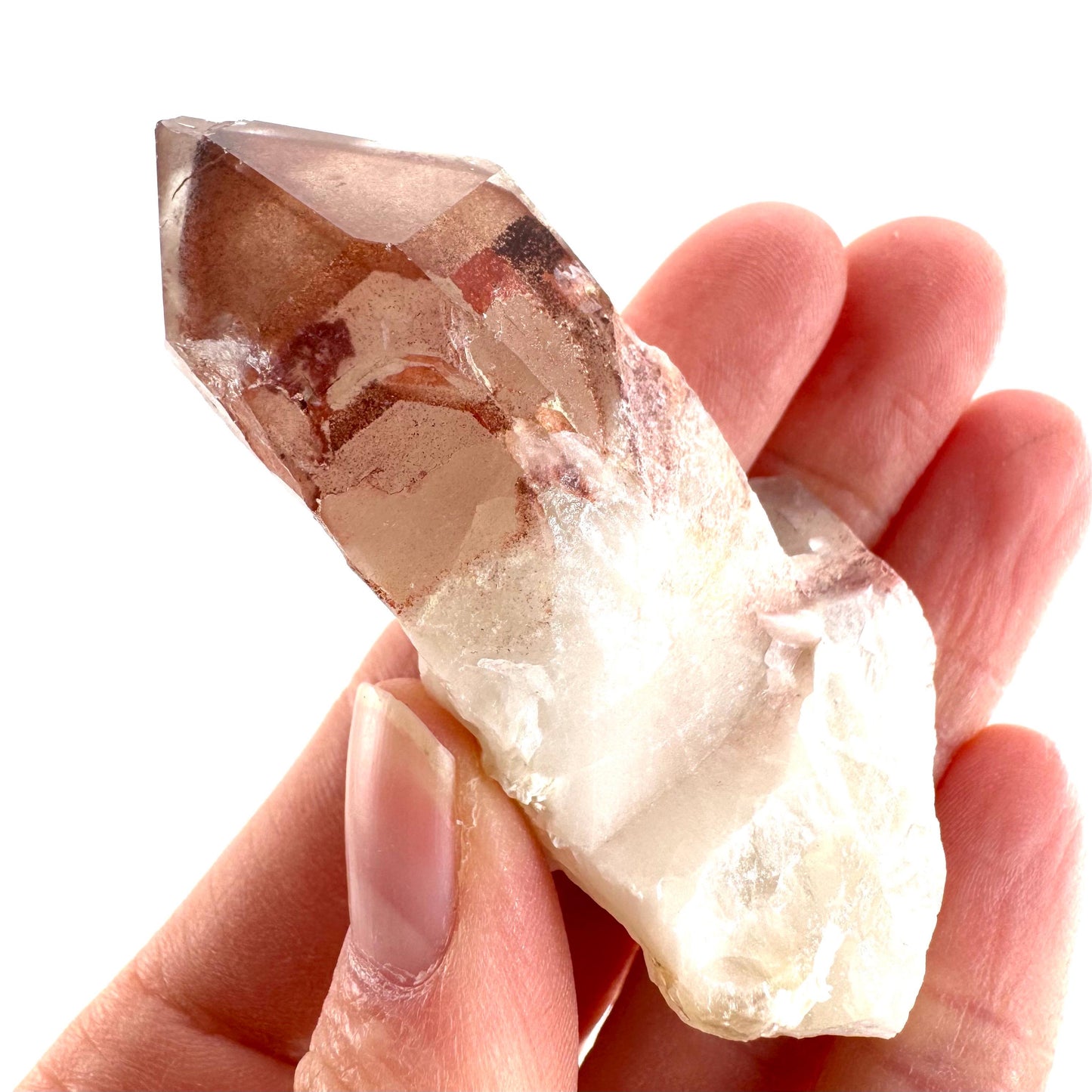 Red Hematite Quartz Crystal | Phantom Fire Quartz, mineral specimen from Zimbabwe