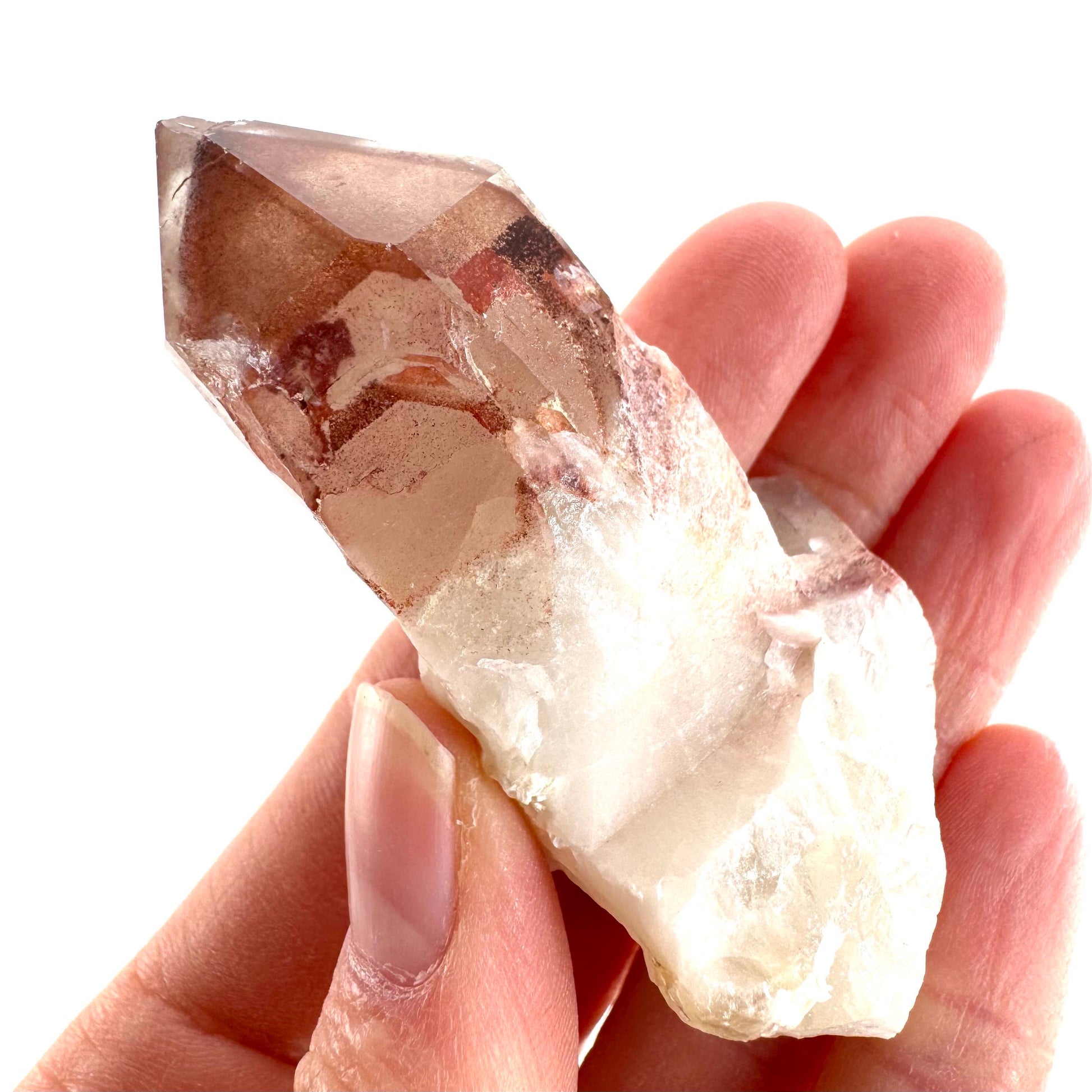 Red Hematite Quartz Crystal | Phantom Fire Quartz, mineral specimen from Zimbabwe