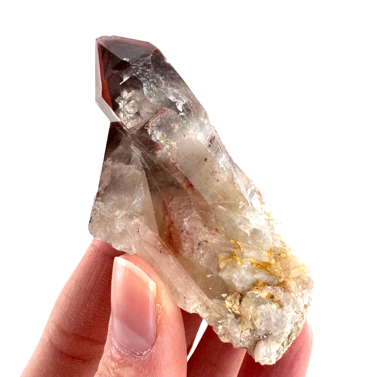 Red Hematite Quartz Crystal | Phantom Fire Quartz, mineral specimen from Zimbabwe