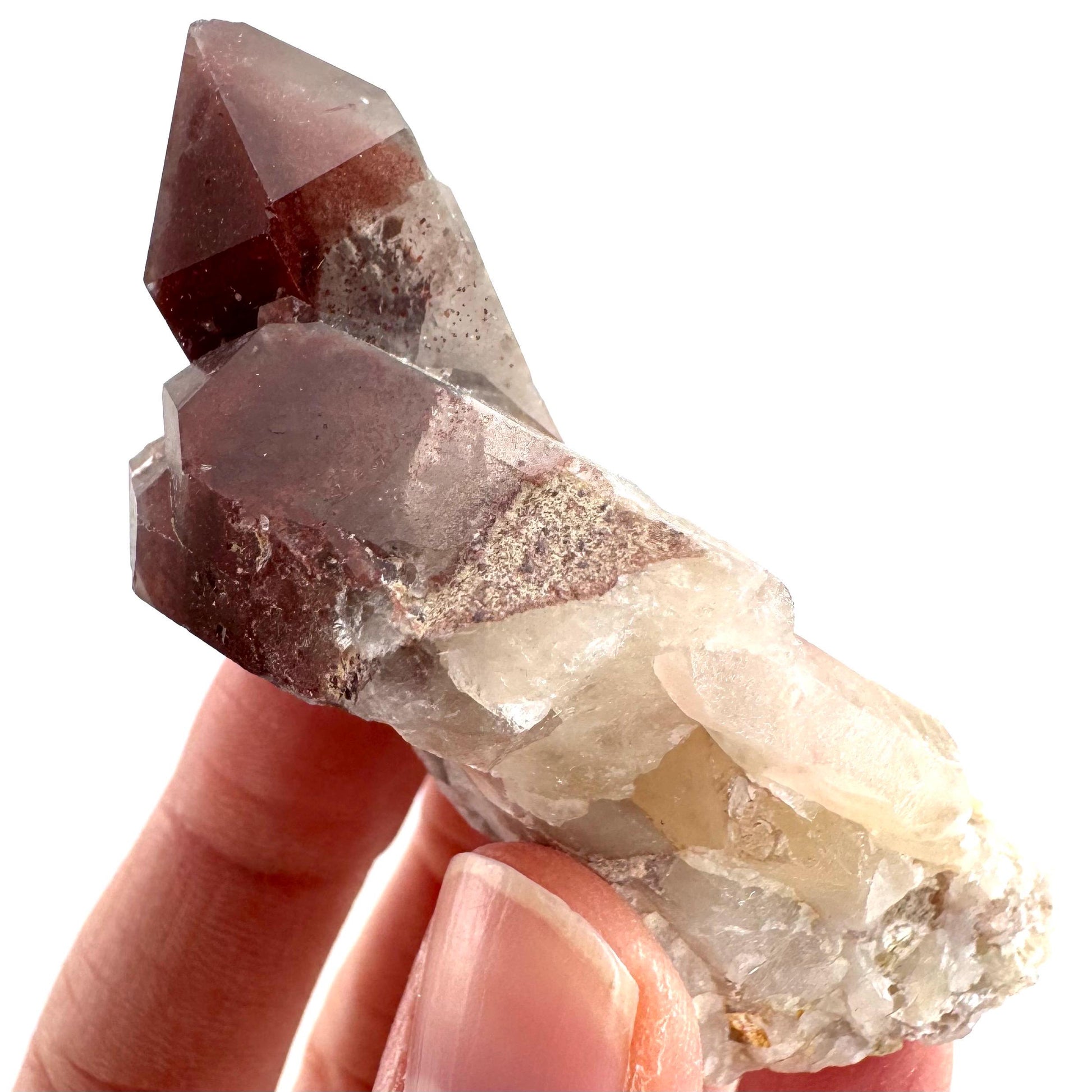 Red Hematite Quartz Crystal | Phantom Fire Quartz, mineral specimen from Zimbabwe