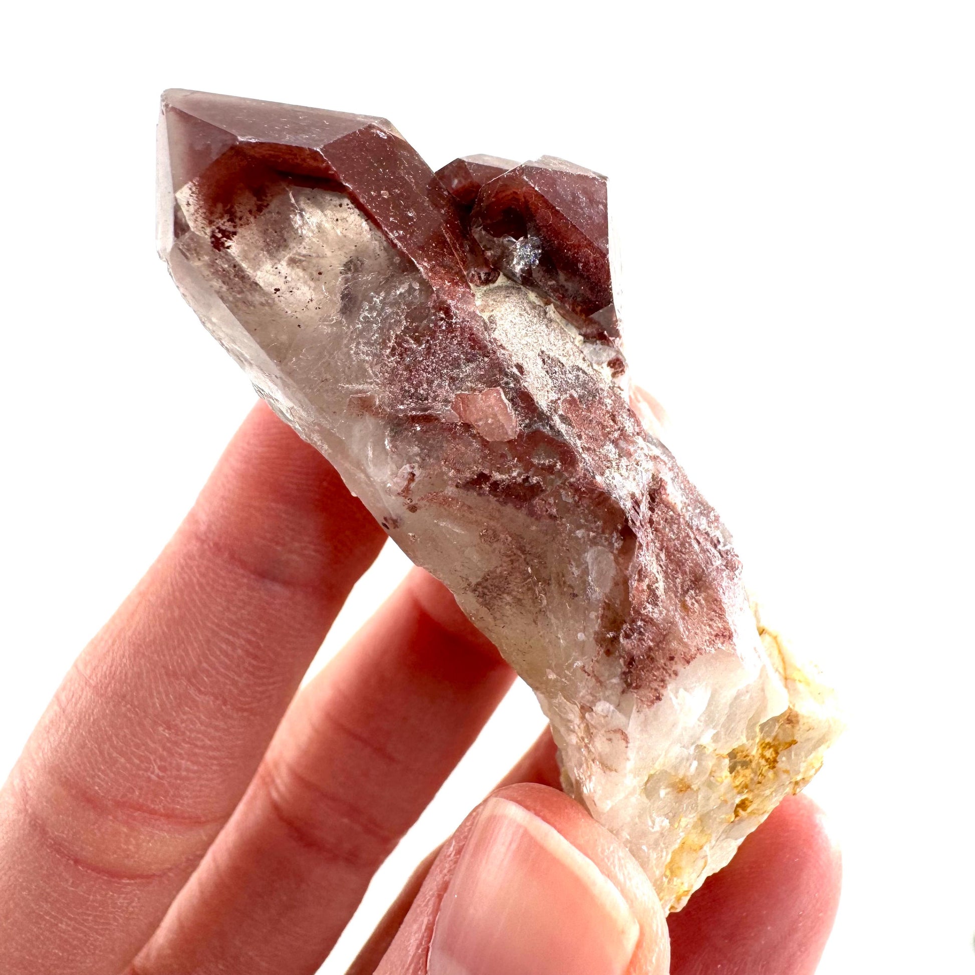 Red Hematite Quartz Crystal | Phantom Fire Quartz, mineral specimen from Zimbabwe