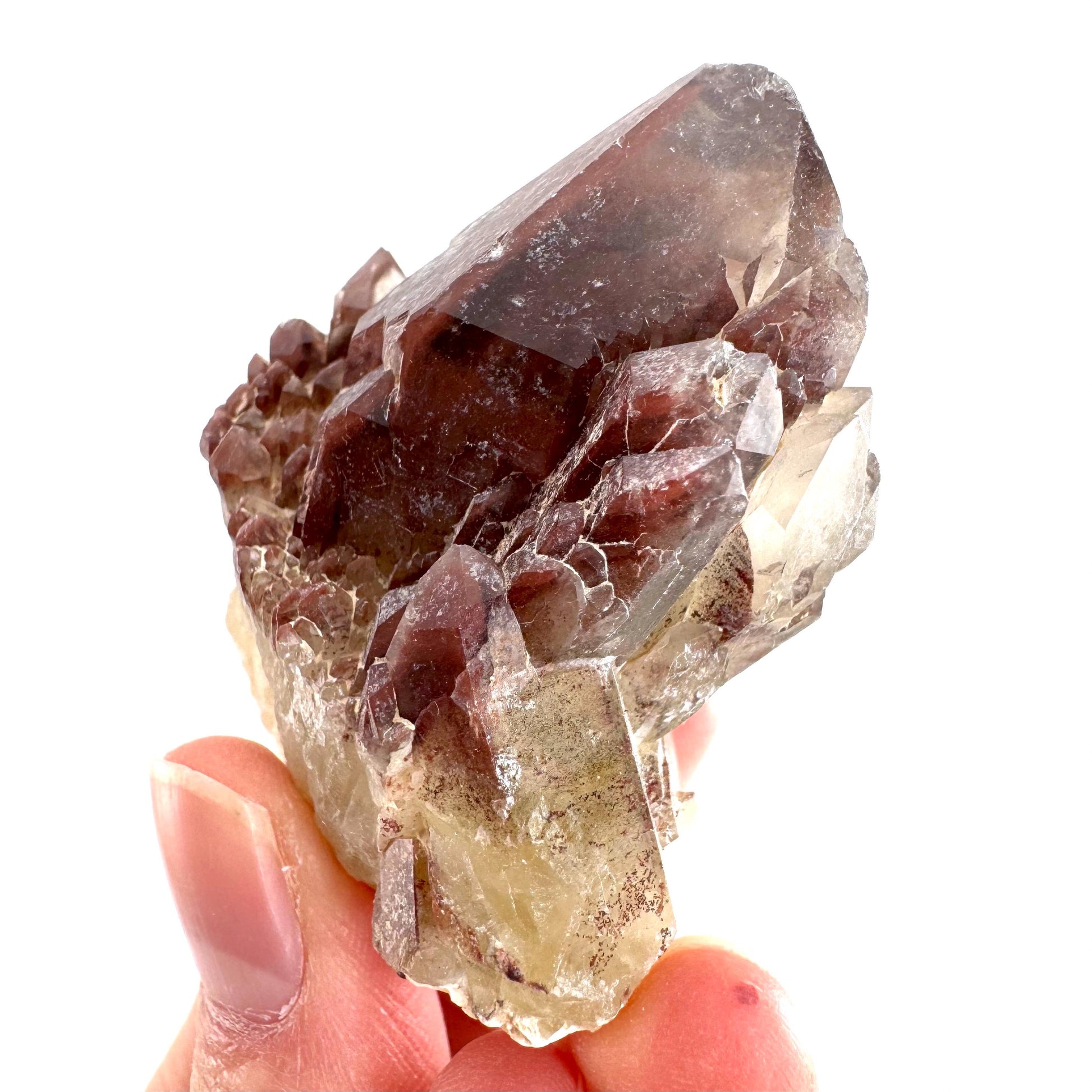 Red Hematite Quartz Crystal | Phantom Fire Quartz, mineral specimen from Zimbabwe