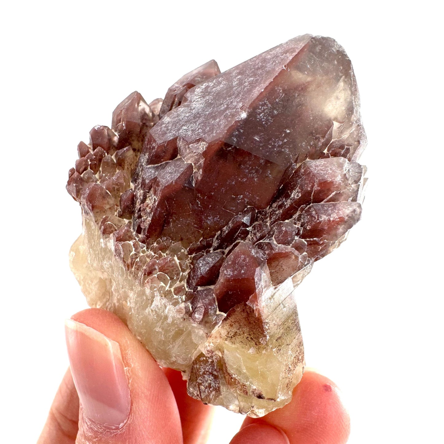 Red Hematite Quartz Crystal | Phantom Fire Quartz, mineral specimen from Zimbabwe