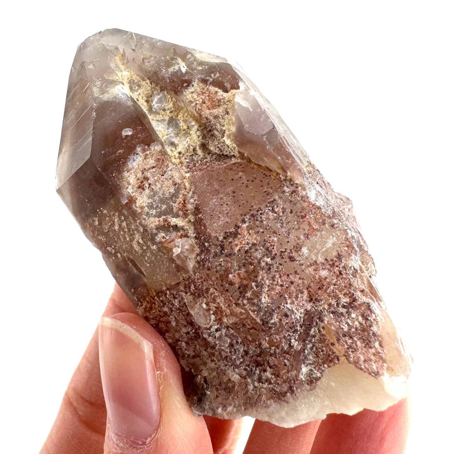 Red Hematite Quartz Crystal | Phantom Fire Quartz, mineral specimen from Zimbabwe