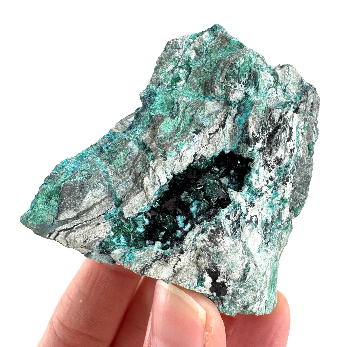 Chrysocolla w/ Malachite | blue crystal, mineral specimen from DR Congo