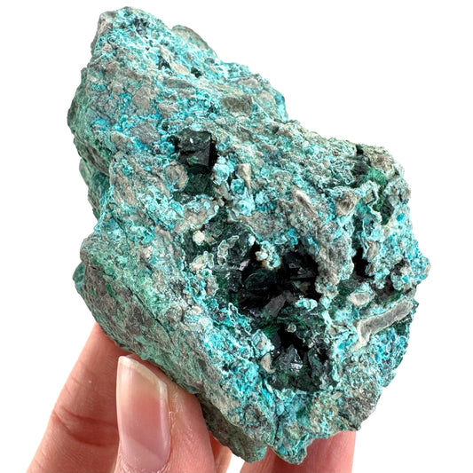 Chrysocolla w/ Malachite | blue crystal, mineral specimen from DR Congo