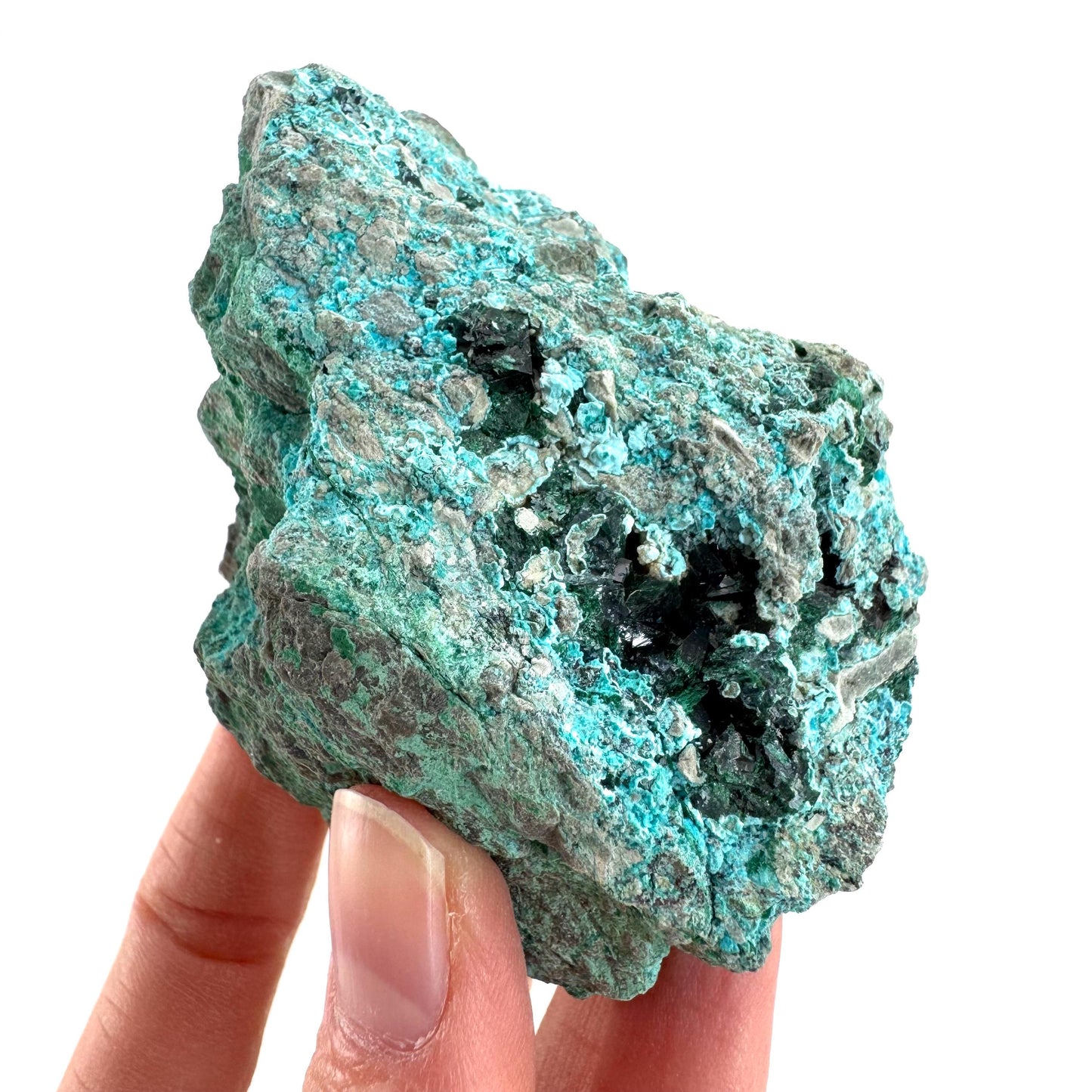 Chrysocolla w/ Malachite | blue crystal, mineral specimen from DR Congo