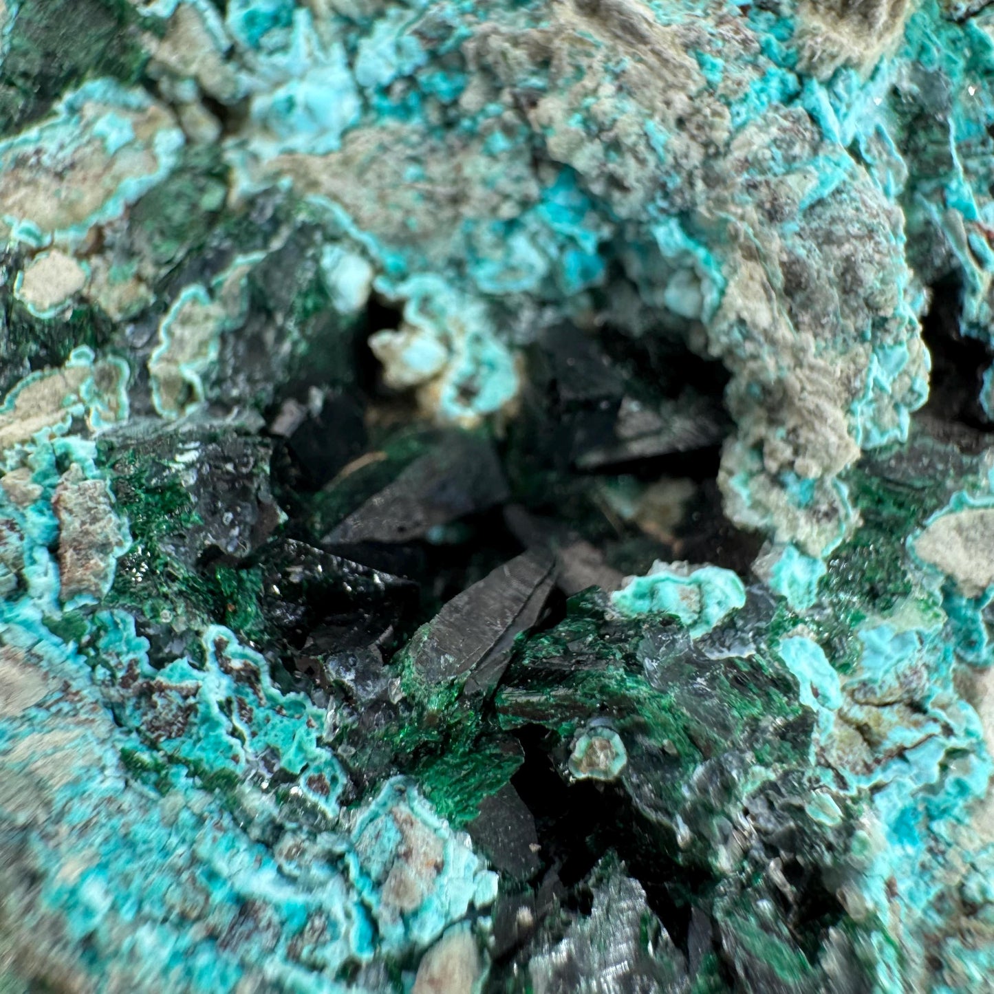 Chrysocolla w/ Malachite | blue crystal, mineral specimen from DR Congo