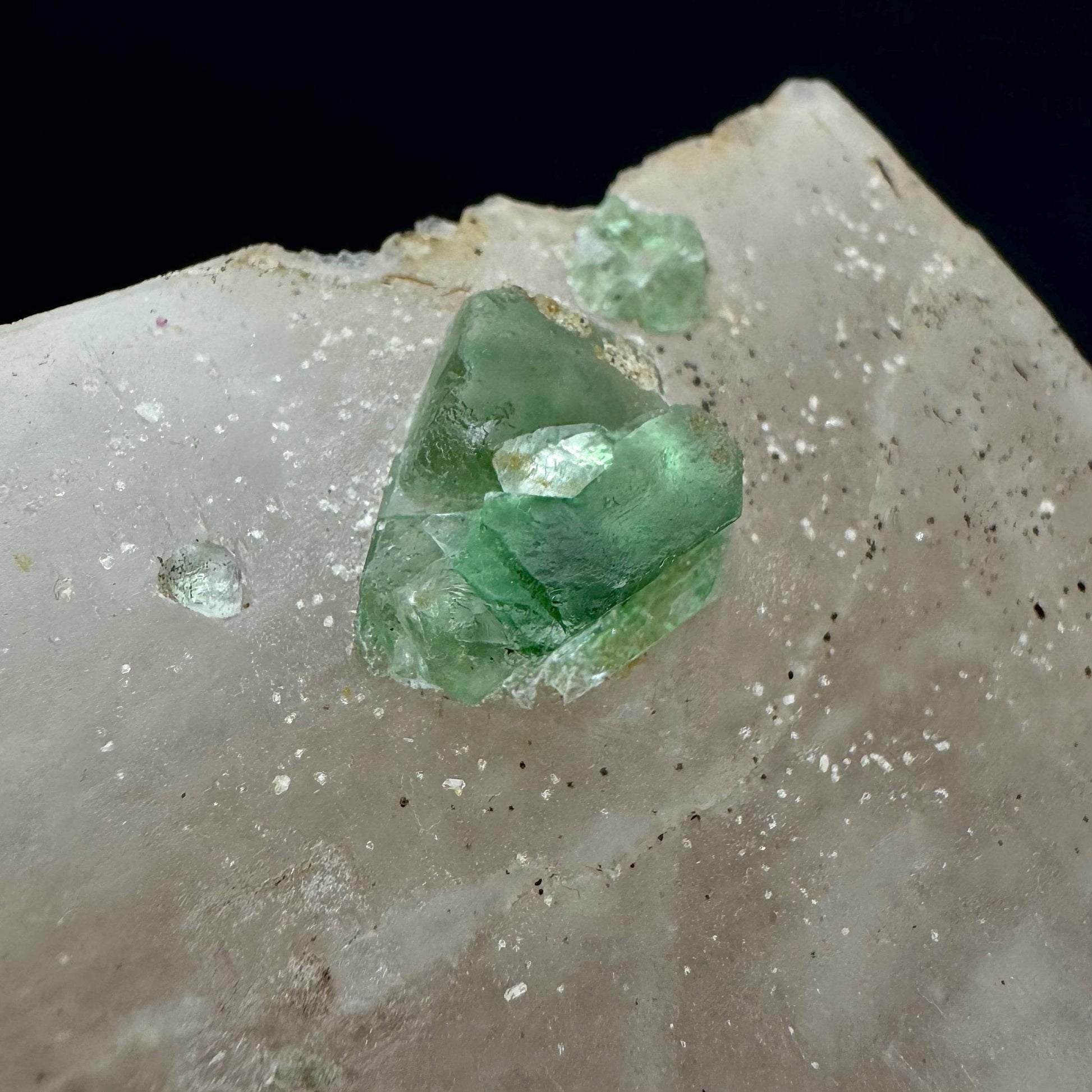 Fluorite w/ Smoky Quartz | green crystal, mineral specimen from Erongo, Namibia