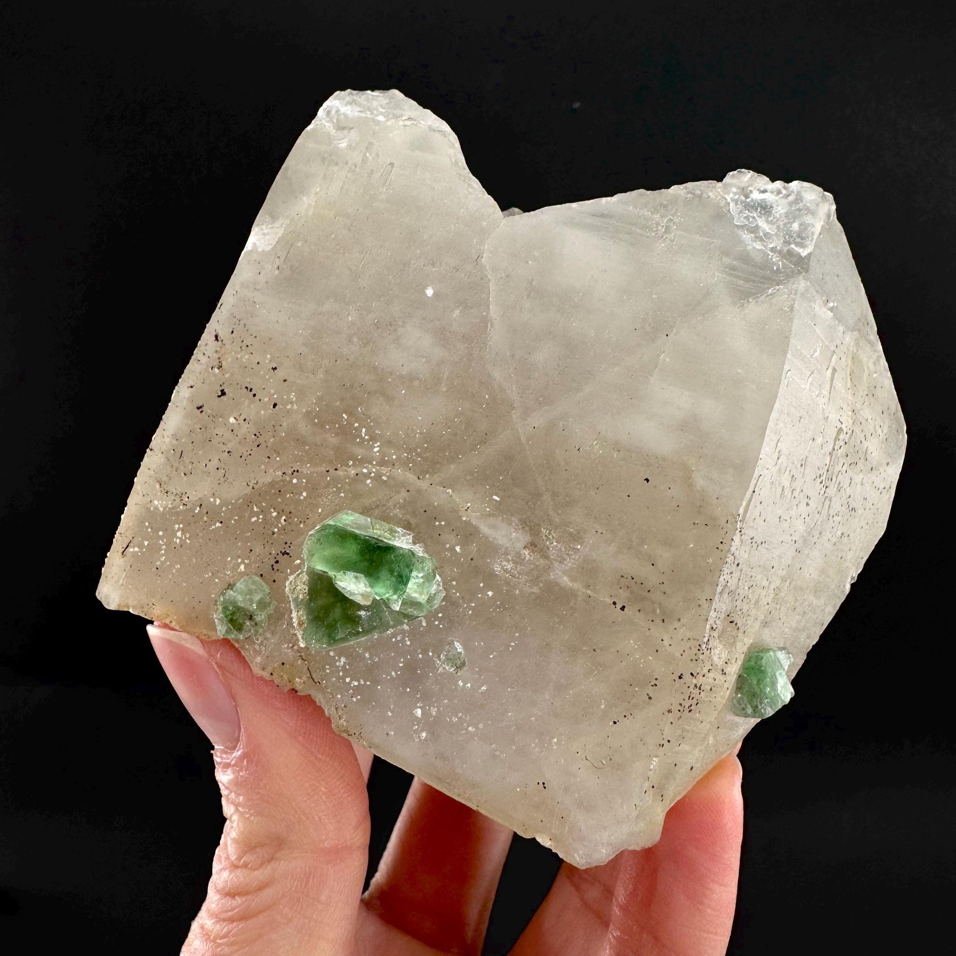 Fluorite w/ Smoky Quartz | green crystal, mineral specimen from Erongo, Namibia
