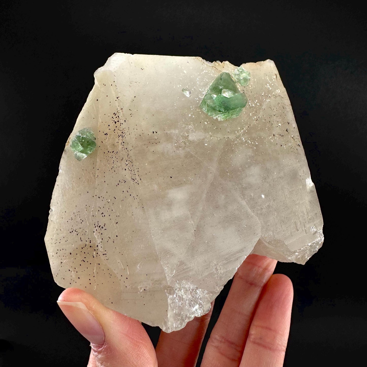 Fluorite w/ Smoky Quartz | green crystal, mineral specimen from Erongo, Namibia