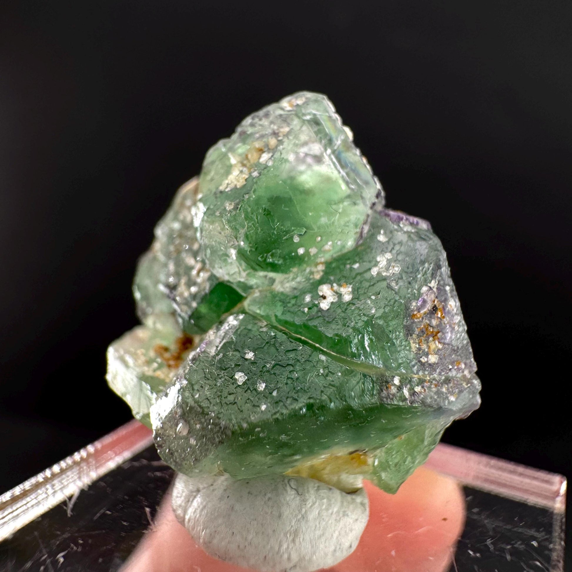 Fluorite w/ Schorl, & Muscovite | Lollipop Pocket, green crystal cluster, mineral specimen from Namibia