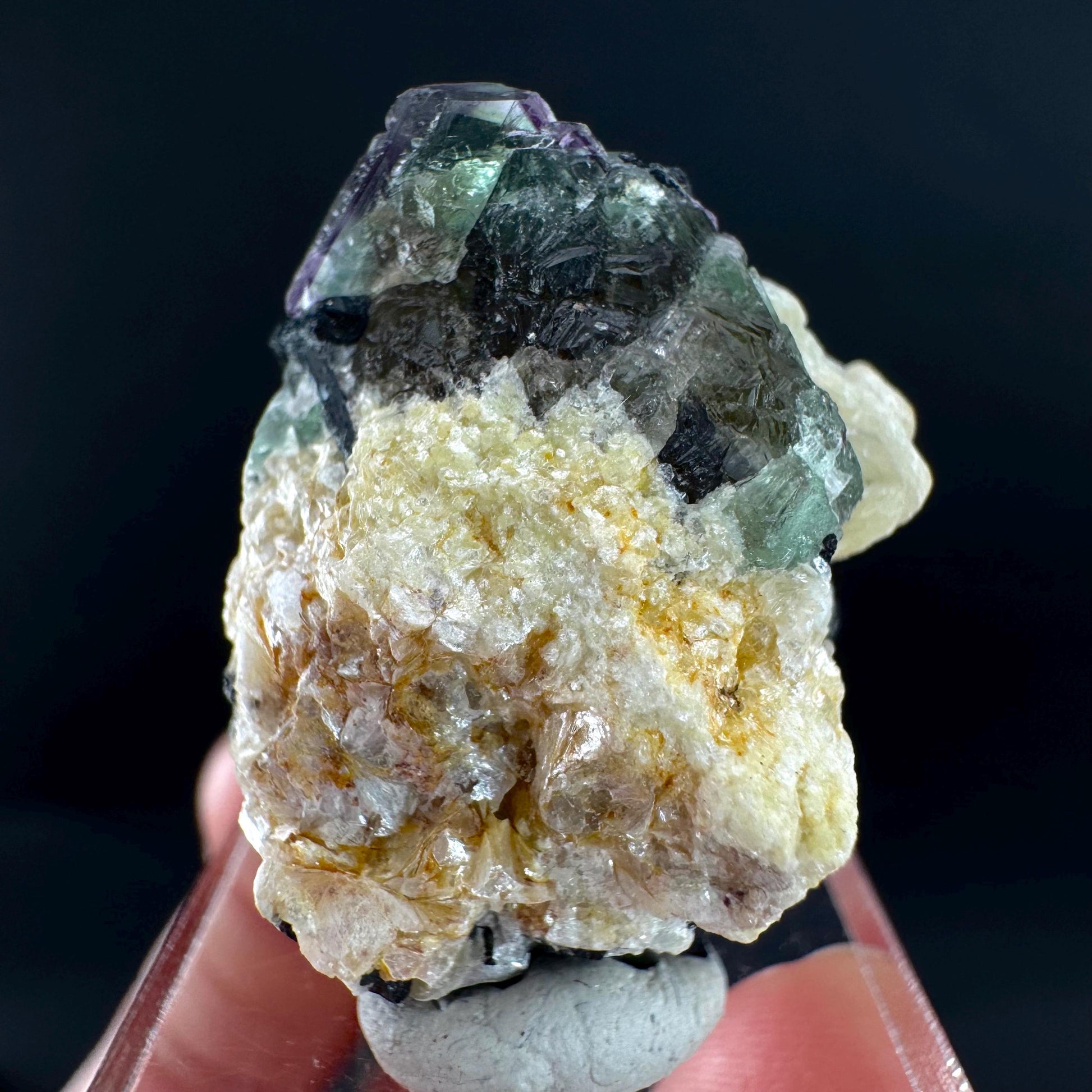 Fluorite w/ Schorl, & Muscovite | Lollipop Pocket, green crystal cluster, mineral specimen from Namibia
