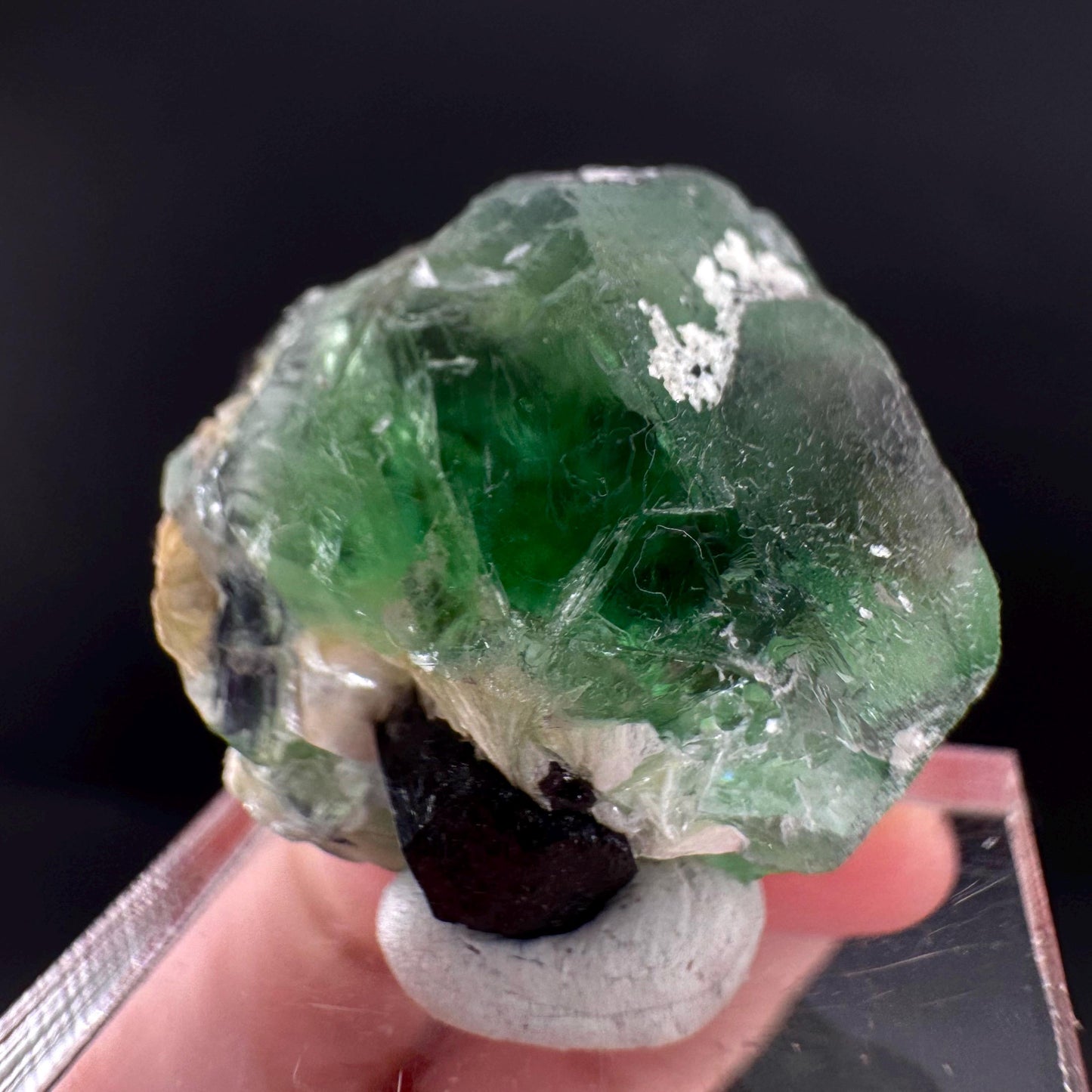 Fluorite w/ Schorl, & Muscovite | Lollipop Pocket, green crystal cluster, mineral specimen from Namibia