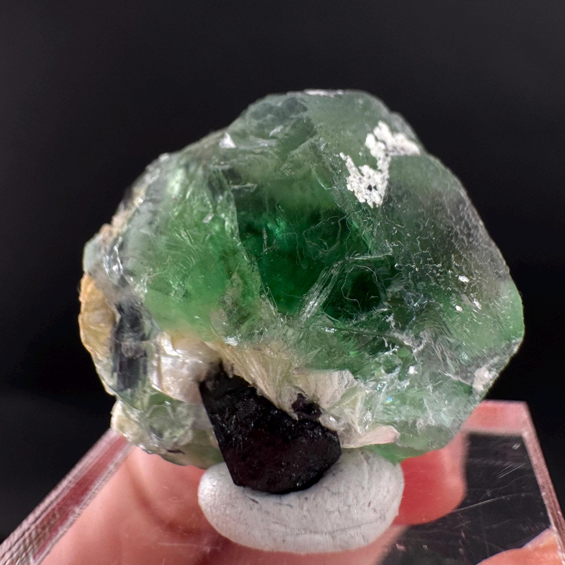 Fluorite w/ Schorl, & Muscovite | Lollipop Pocket, green crystal cluster, mineral specimen from Namibia