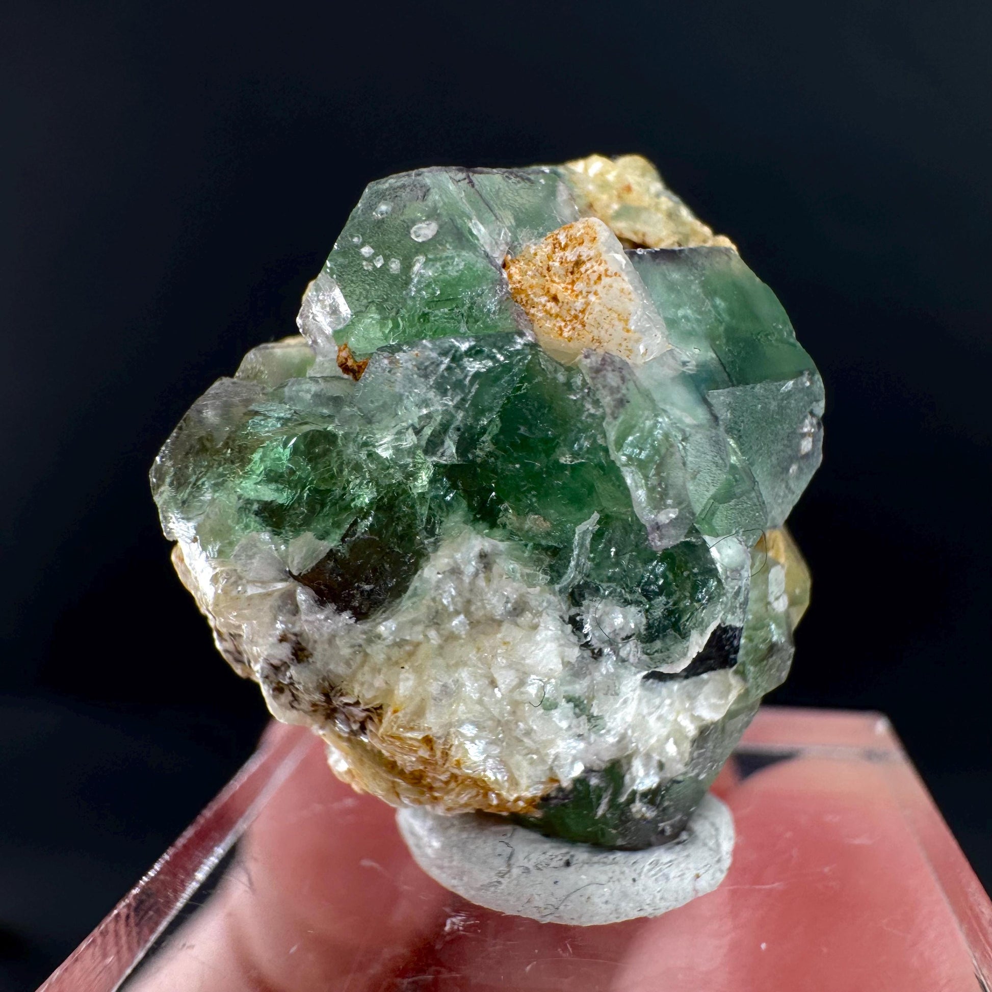 Fluorite w/ Schorl, & Muscovite | Lollipop Pocket, green crystal cluster, mineral specimen from Namibia
