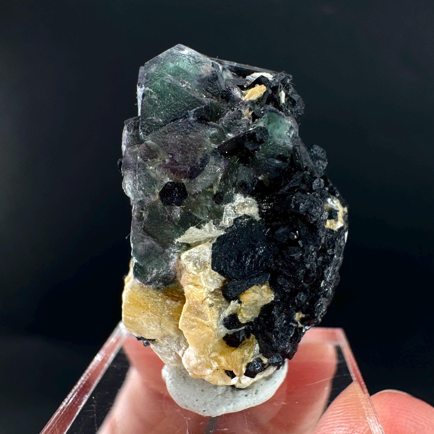 Fluorite w/ Schorl, & Muscovite | Lollipop Pocket, green crystal cluster, mineral specimen from Namibia