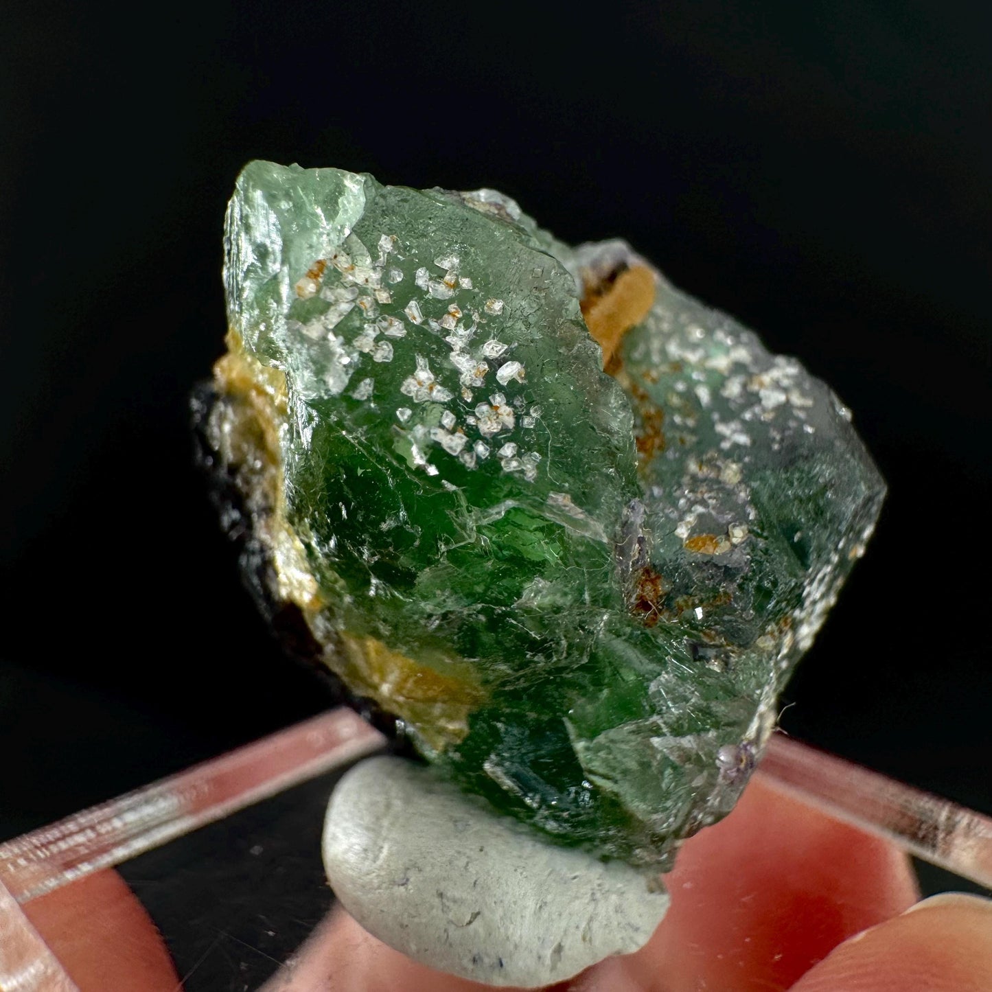 Fluorite w/ Schorl, & Muscovite | Lollipop Pocket, green crystal cluster, mineral specimen from Namibia