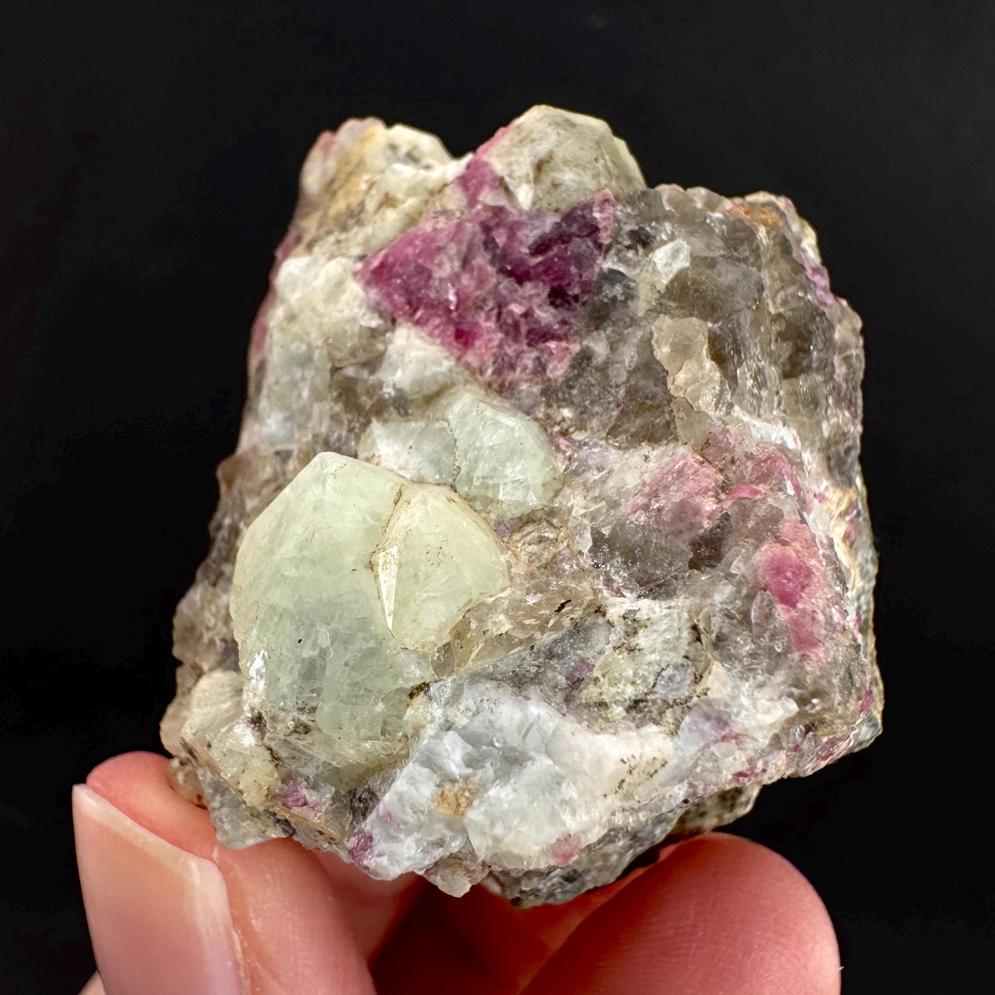 Londonite with Liddicoatite | yellow & pink crystal, rare mineral specimen from Madagascar