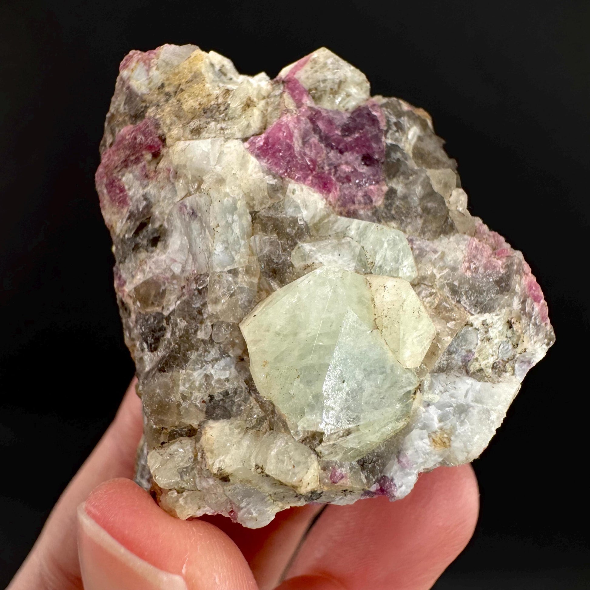 Londonite with Liddicoatite | yellow & pink crystal, rare mineral specimen from Madagascar