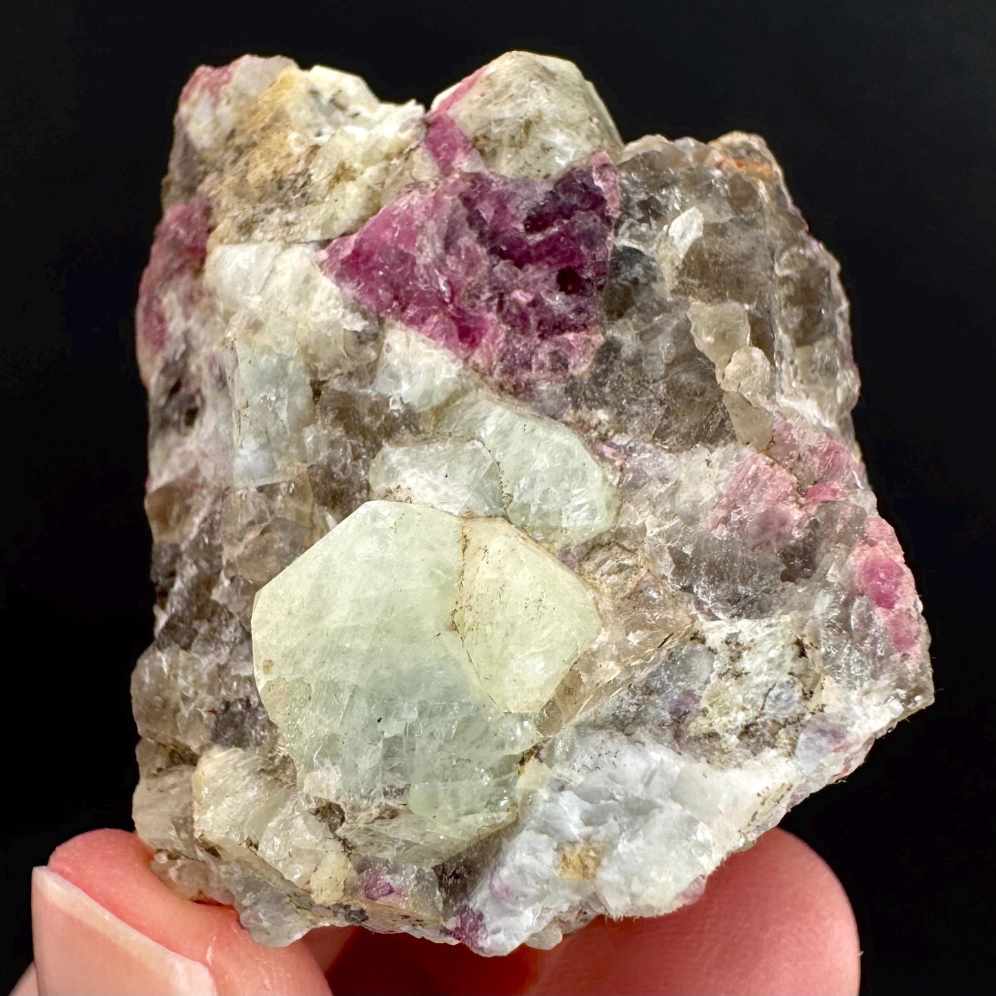 Londonite with Liddicoatite | yellow & pink crystal, rare mineral specimen from Madagascar
