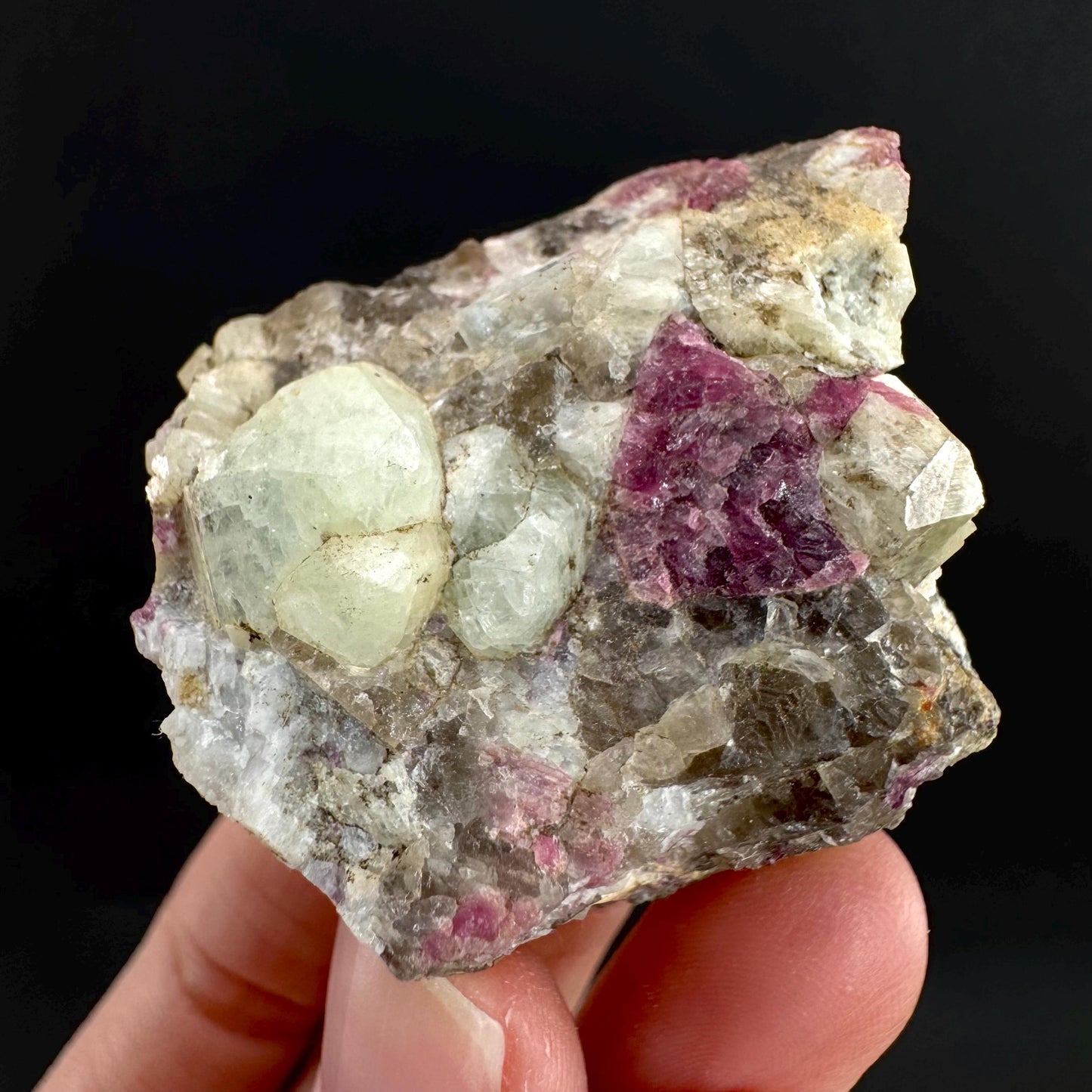 Londonite with Liddicoatite | yellow & pink crystal, rare mineral specimen from Madagascar
