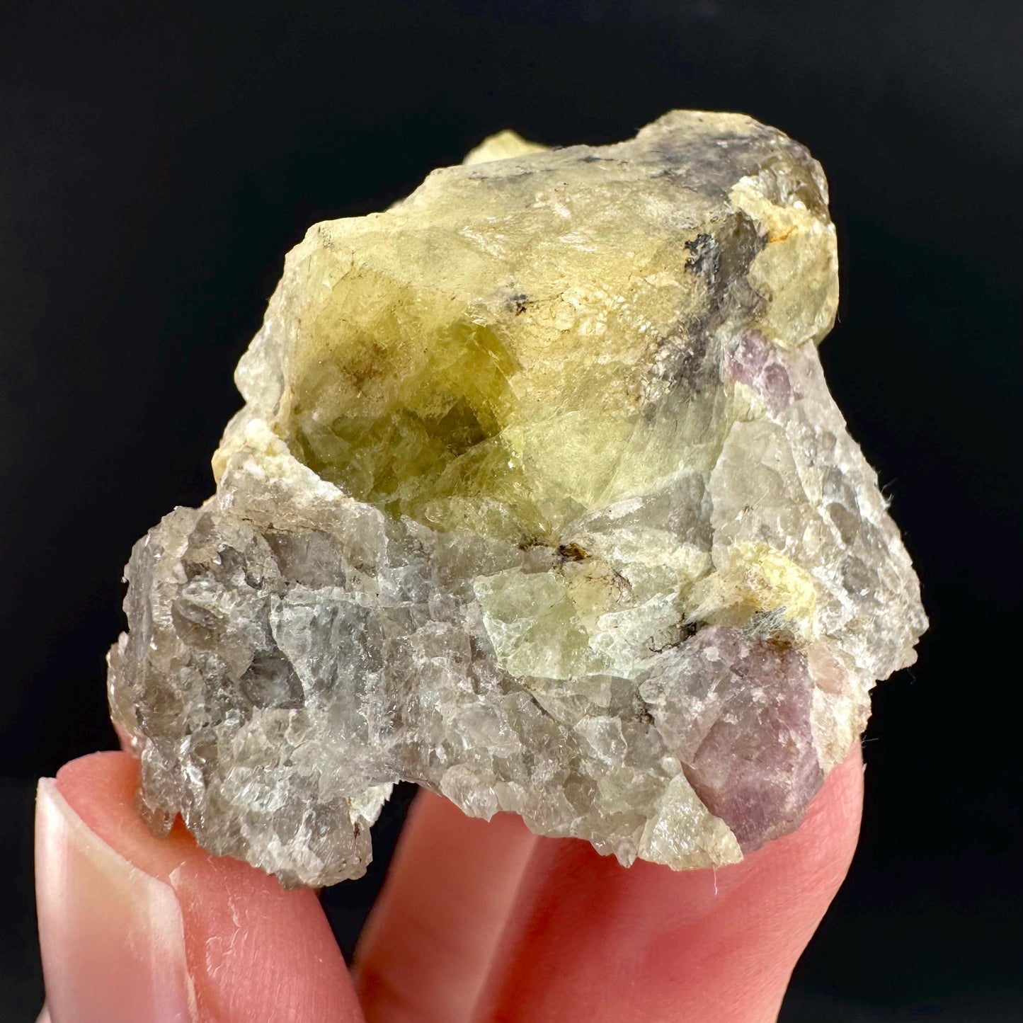 Londonite with Liddicoatite | yellow & pink crystal, rare mineral specimen from Madagascar