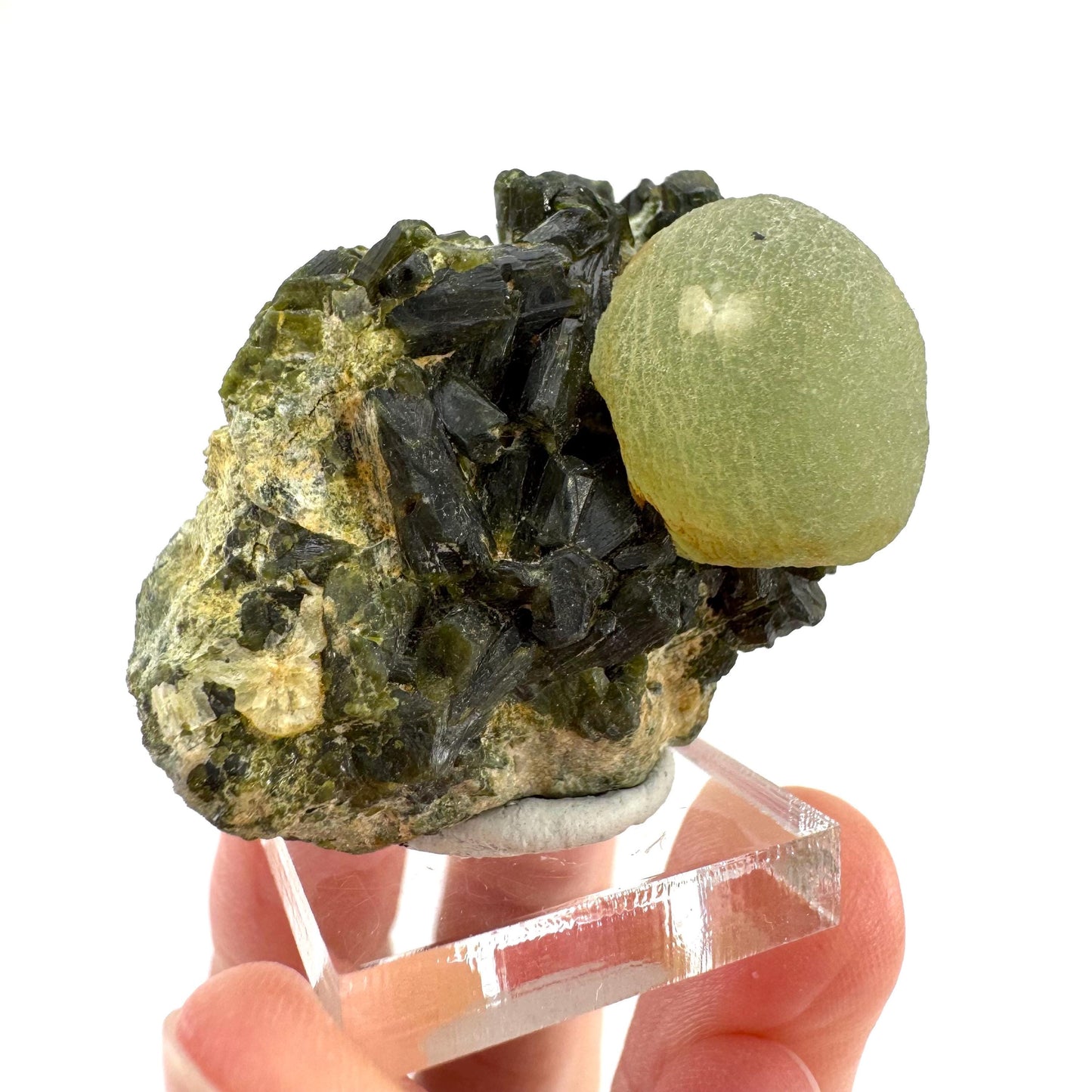 Prehnite with Epidote | Botryoidal green crystal, mineral specimen from Mali