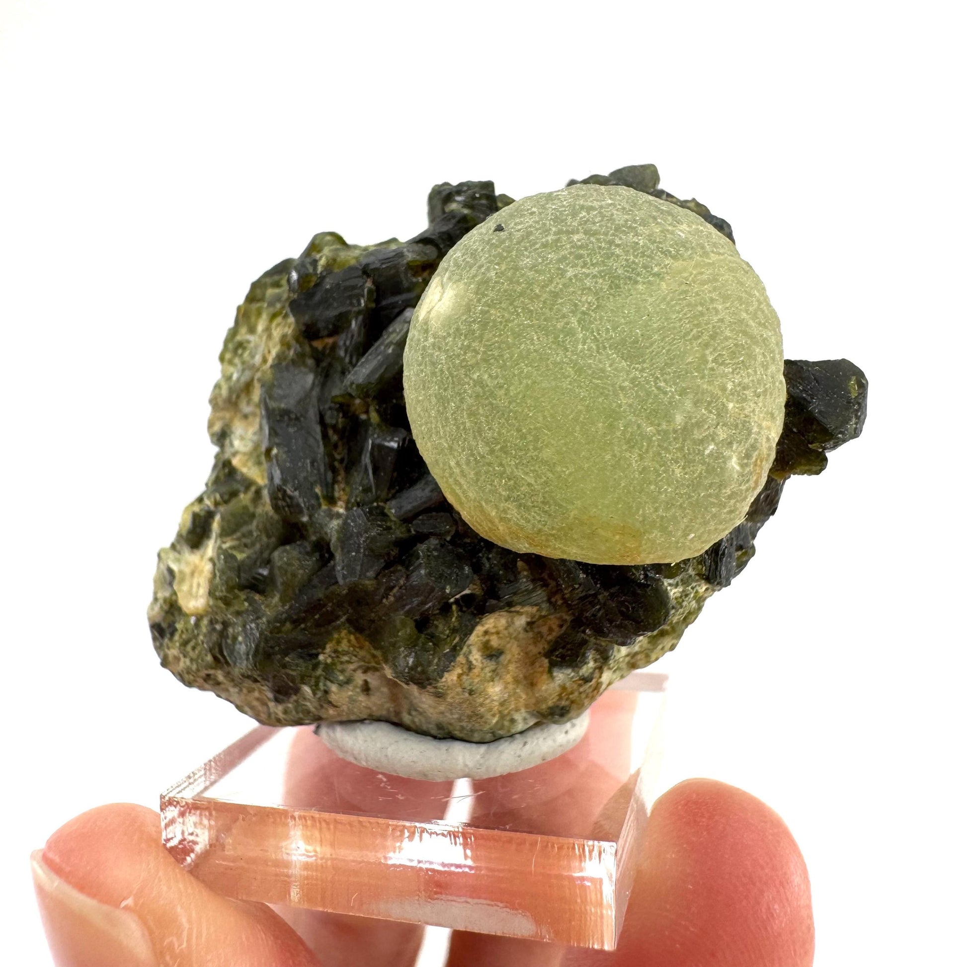 Prehnite with Epidote | Botryoidal green crystal, mineral specimen from Mali