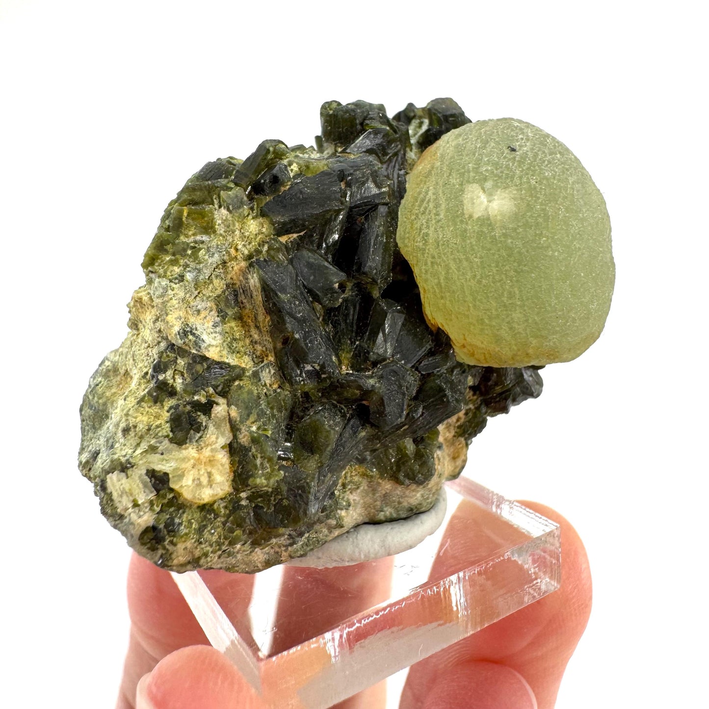 Prehnite with Epidote | Botryoidal green crystal, mineral specimen from Mali