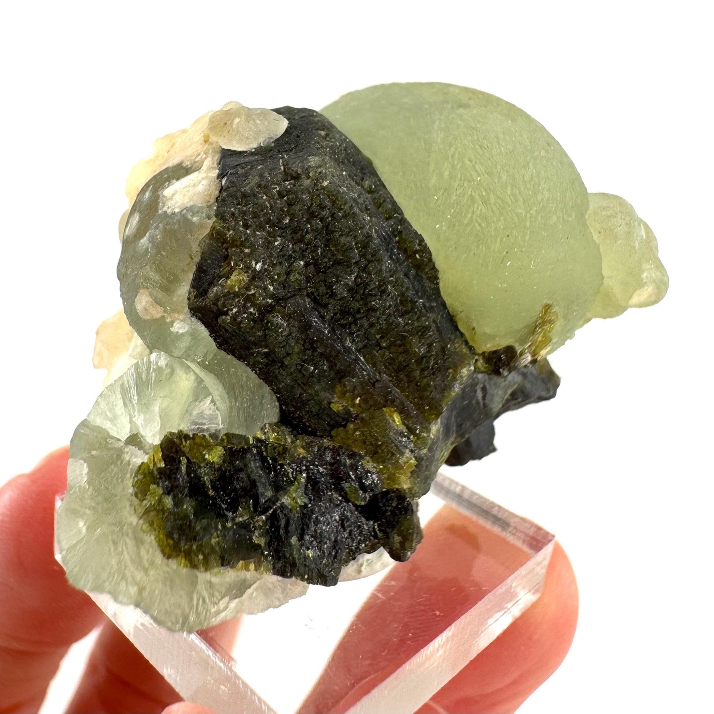Prehnite with Epidote | Botryoidal green crystal, mineral specimen from Mali