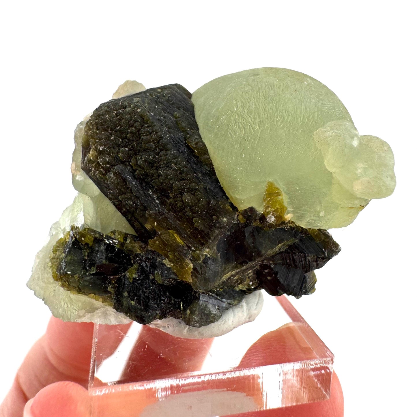 Prehnite with Epidote | Botryoidal green crystal, mineral specimen from Mali