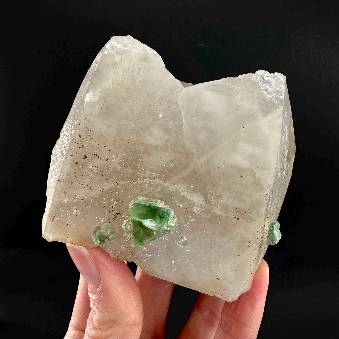 Fluorite w/ Smoky Quartz | green crystal, mineral specimen from Erongo, Namibia