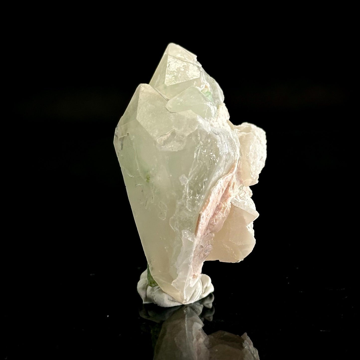Elbaite Tourmaline on Double Terminated Quartz | Natural Green Crystal, Mineral Specimen from Pakistan