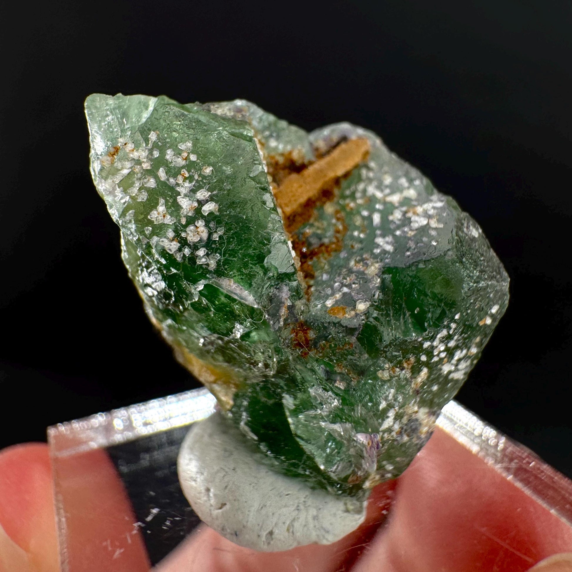Fluorite w/ Schorl, & Muscovite | Lollipop Pocket, green crystal cluster, mineral specimen from Namibia