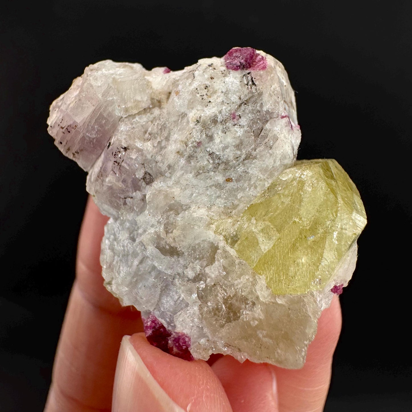 Londonite with Liddicoatite | yellow & pink crystal, rare mineral specimen from Madagascar
