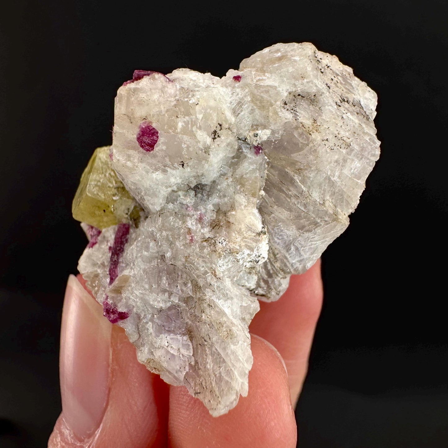 Londonite with Liddicoatite | yellow & pink crystal, rare mineral specimen from Madagascar